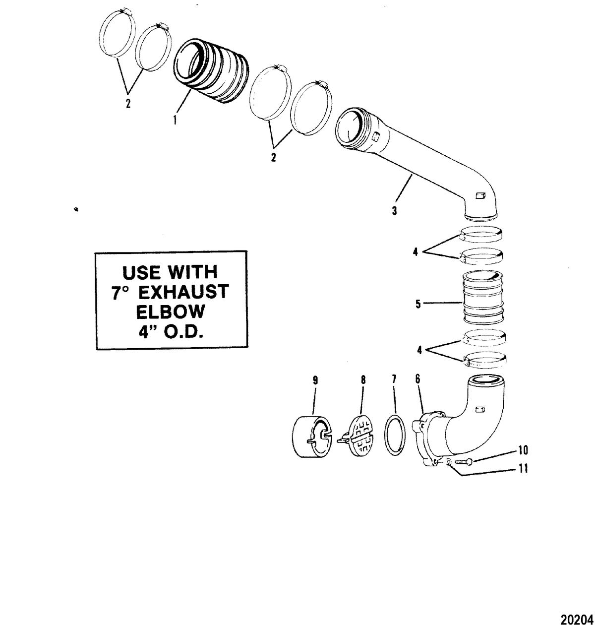 MERCRUISER 330 H.P. ENGINE W/BORG WARNER Exhaust System(Use With 7 Degree Exhaust Elbow)