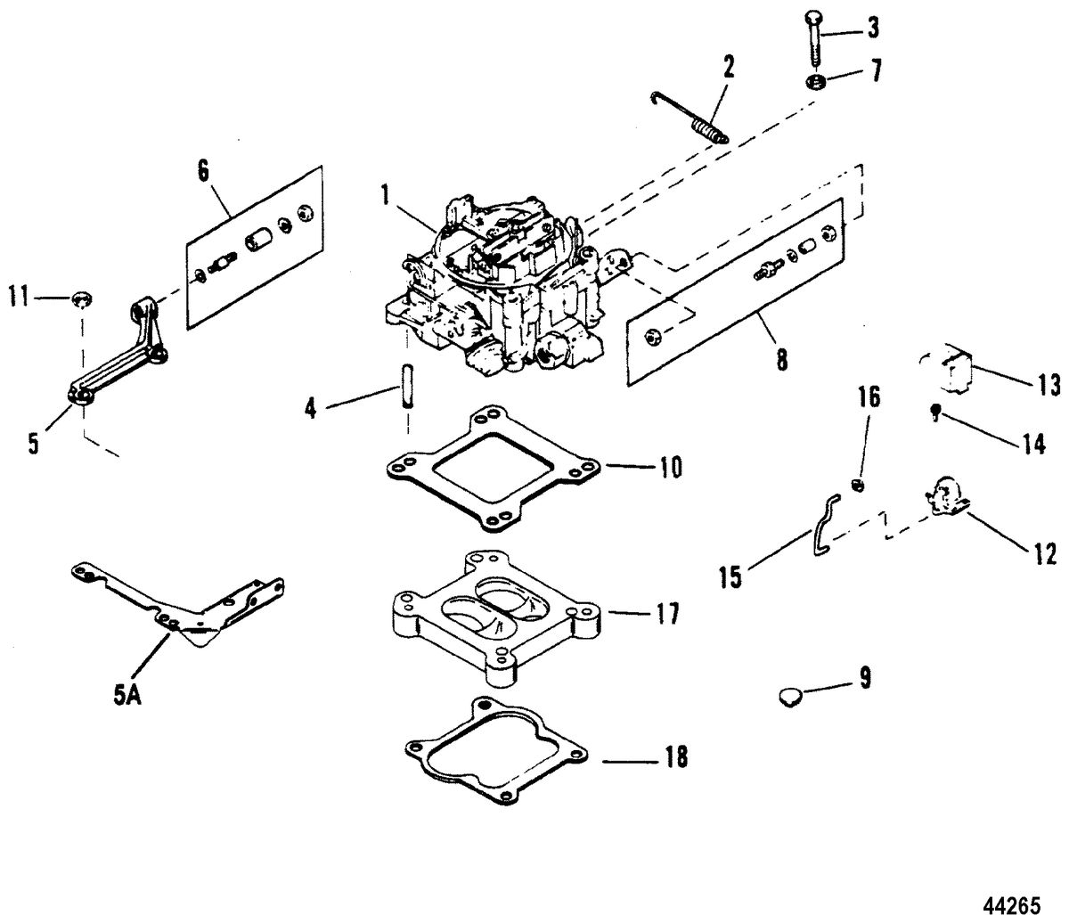 MERCRUISER 7.4L (MIE) HURTH/BORG WARNER (GEN V) CARBURETOR AND LINKAGE(HURTH)