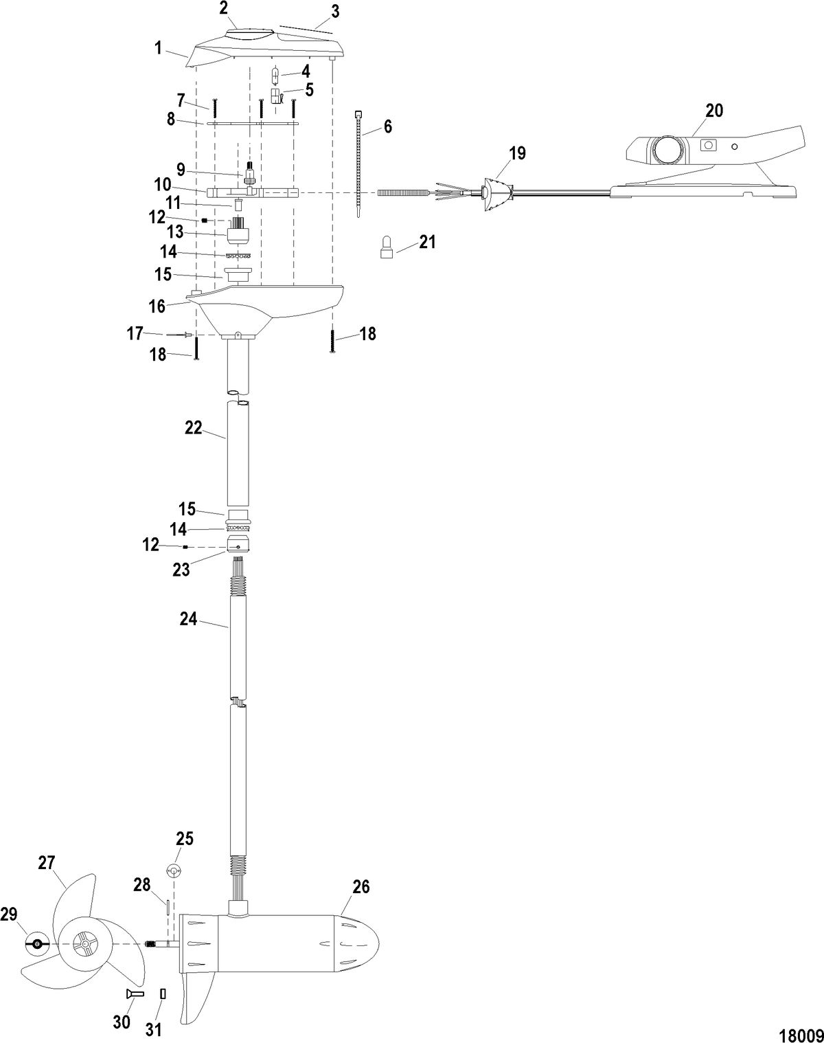 TROLLING MOTOR MOTORGUIDE FRESH WATER SERIES Complete Trolling Motor(Model FW54FBD) (12 Volt)