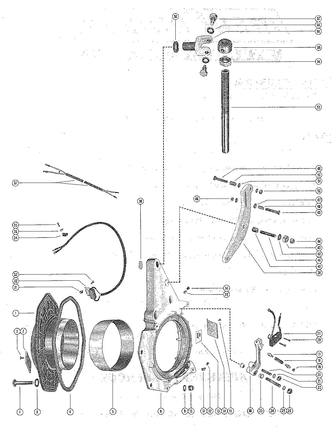 MERCRUISER II STERN DRIVE INNER AND OUTER TRANSOM PLATE AND SHIFT ARM