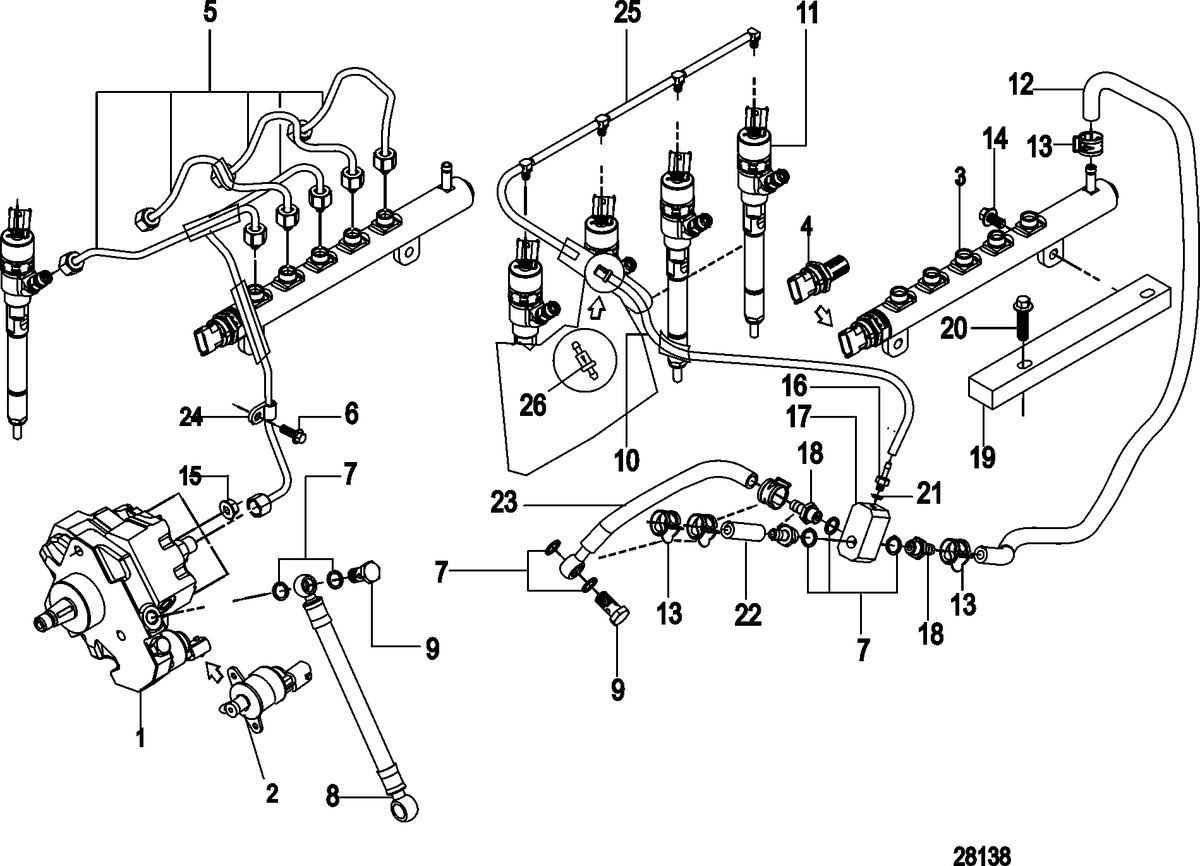 MERCRUISER CUMMINS/MERCRUISER DIESEL (QSD-2.0L) Fuel Injection, Pump, Rails, Lines and Injector