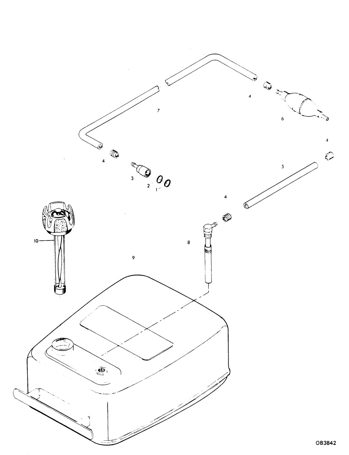 CHRYSLER 9.9 H.P. FUEL TANK AND LINE