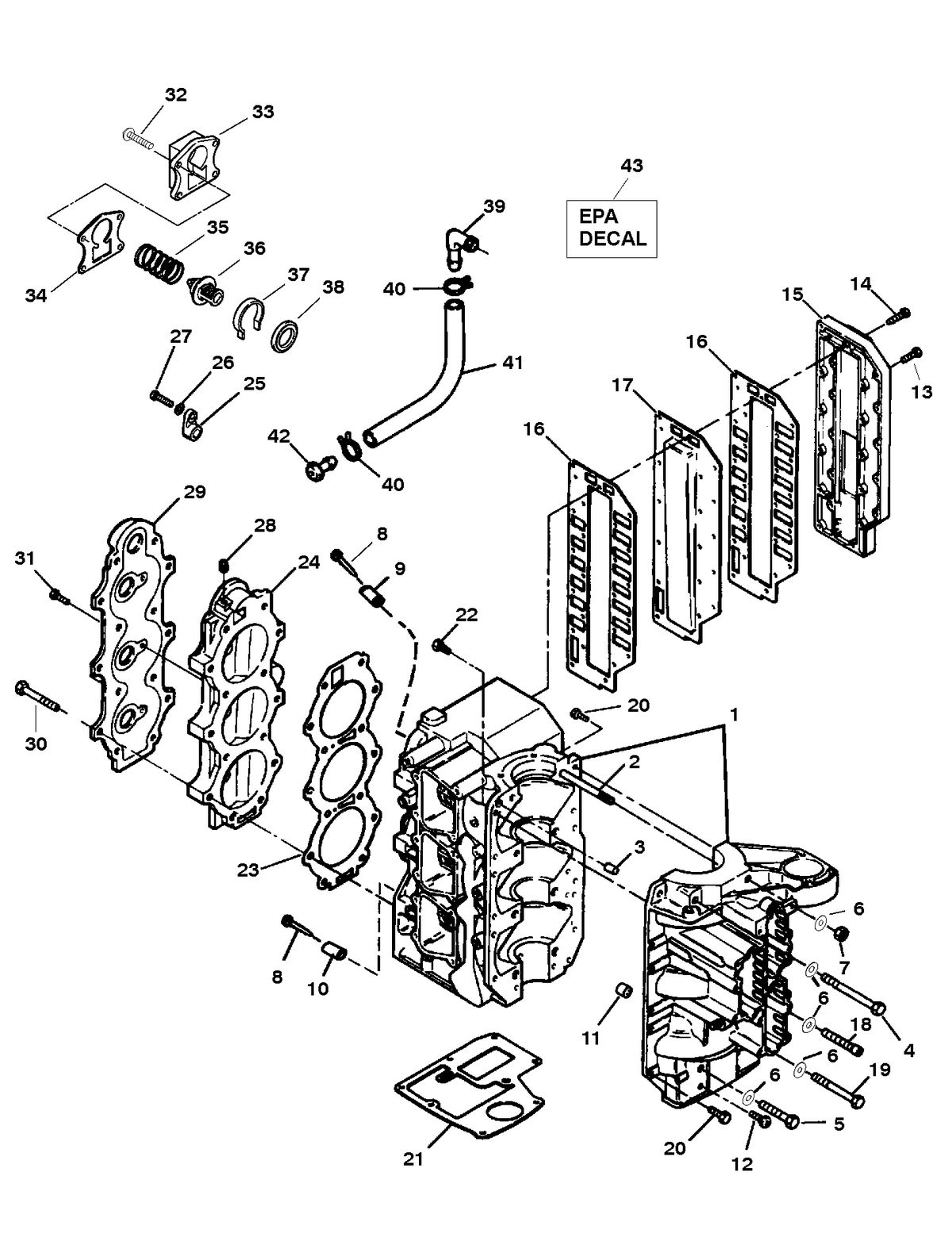 FORCE FORCE 75 H.P. (1998) CYLINDER BLOCK ASSEMBLY