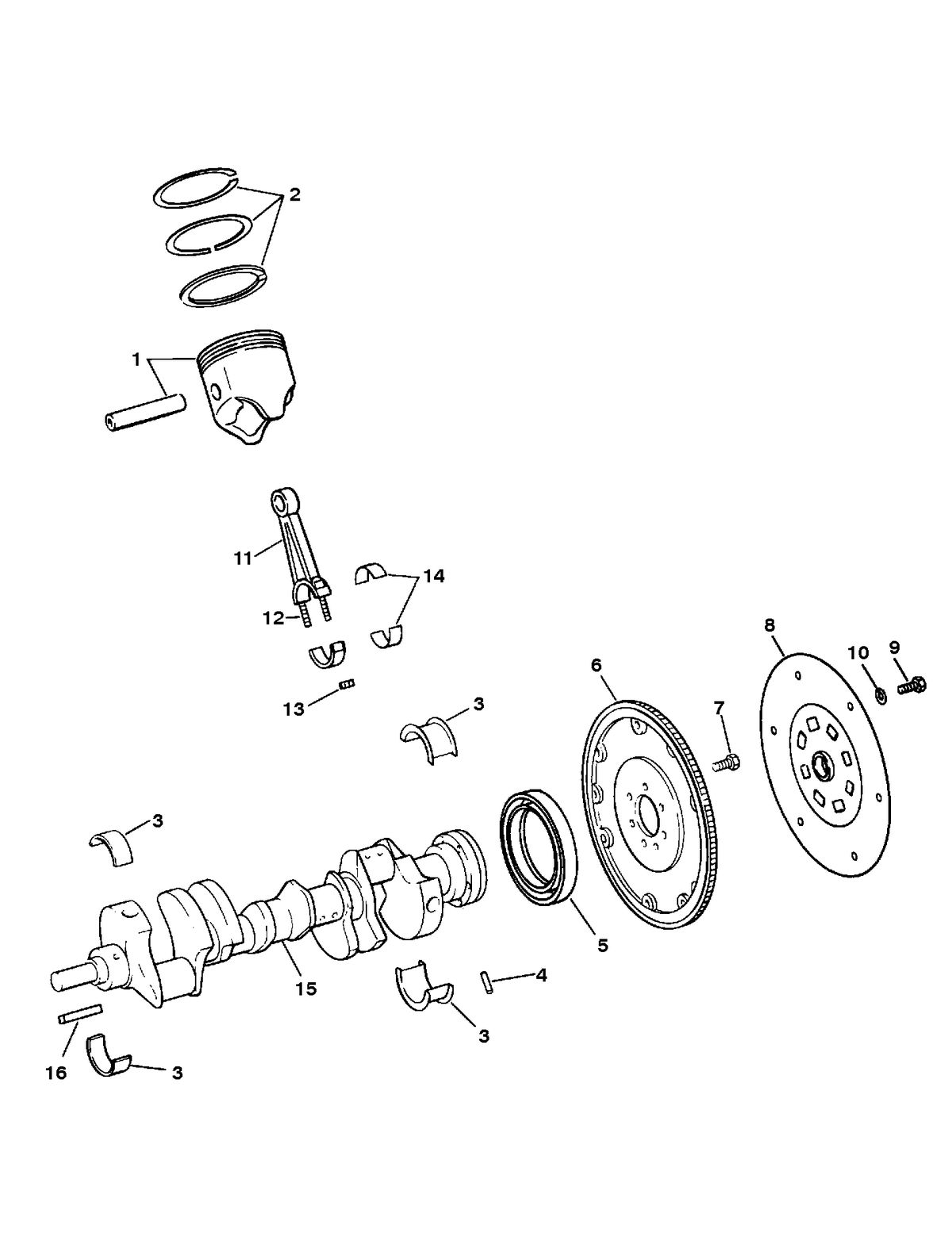 MERCRUISER MIE 454 MAG MPI SKI (GEN VI) CRANKSHAFT, PISTONS AND CONN. RODS