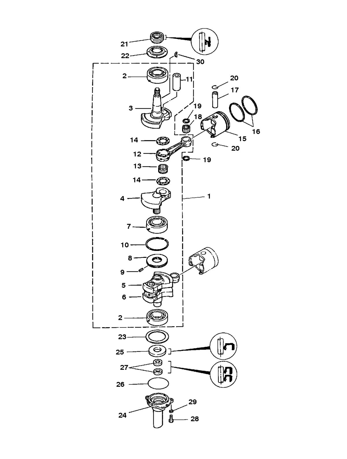 MERCURY/MARINER 15 H.P. K CRANKSHAFT AND PISTON