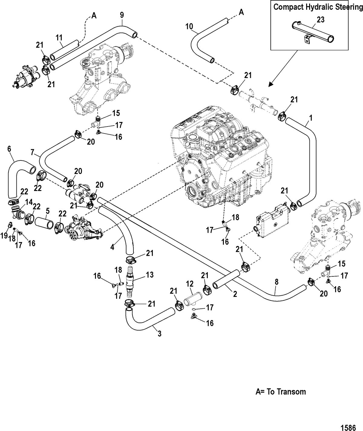 MERCRUISER 4.3L MPI ALPHA/BRAVO( 262 C.I.D. MULTI PORT INJECTION ) Standard Cooling System(Multi Point Drain)