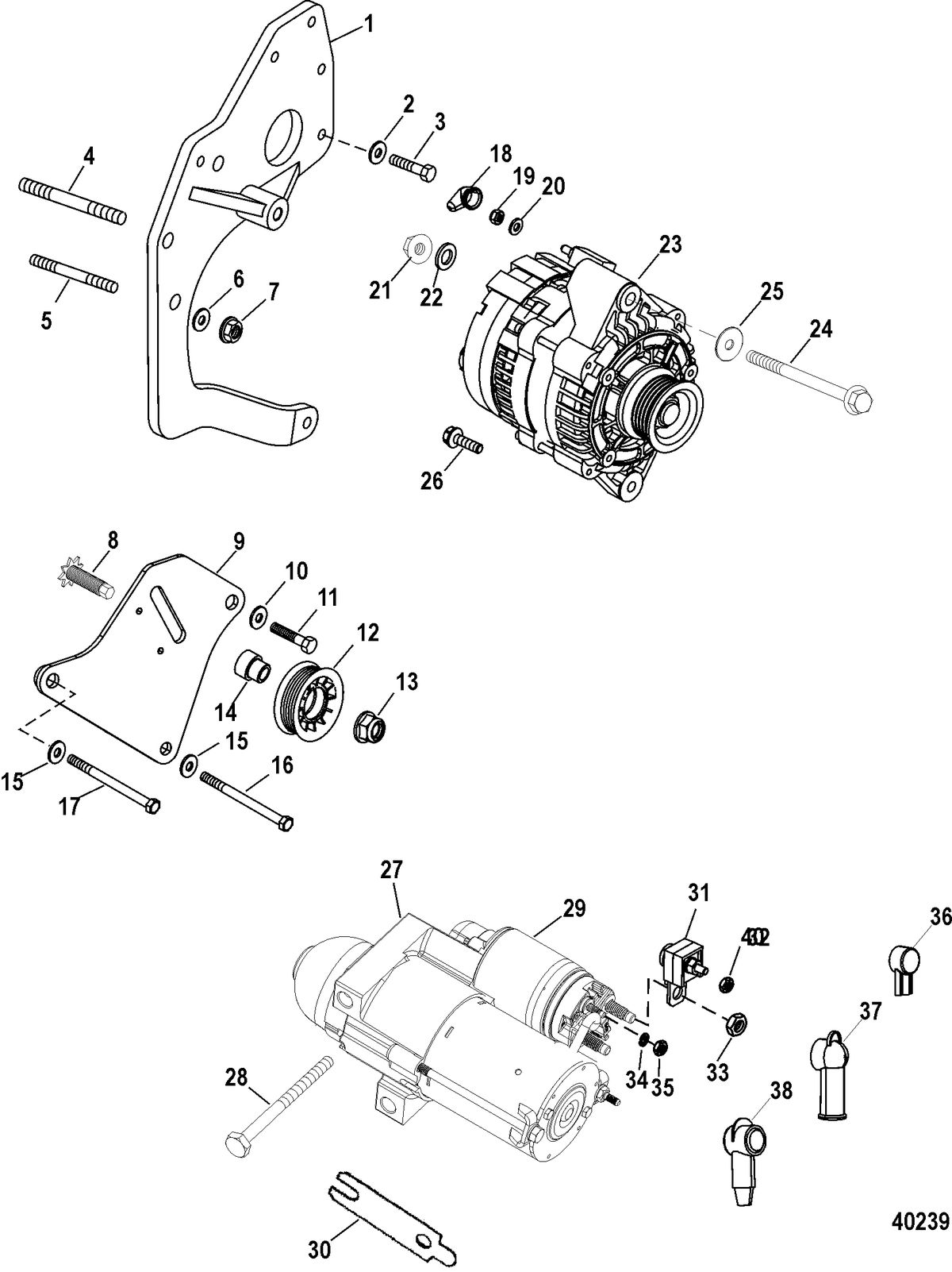RACE STERNDRIVE 525 EFI Electrical Components(Starter And Alternator)