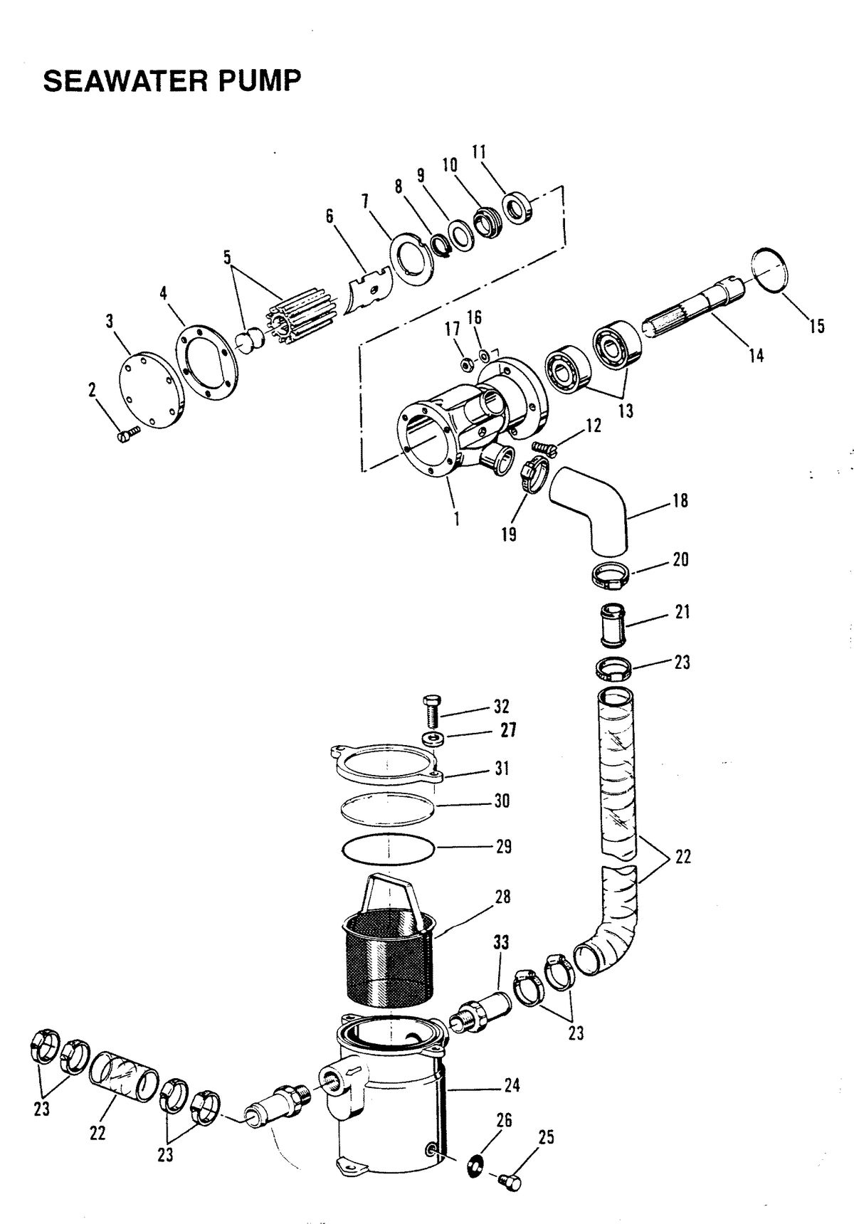 MERCRUISER D-254 TURBO ACDIESEL ENGINE STERN DRIVE/INBOARD SEAWATER PUMP (INBOARD)