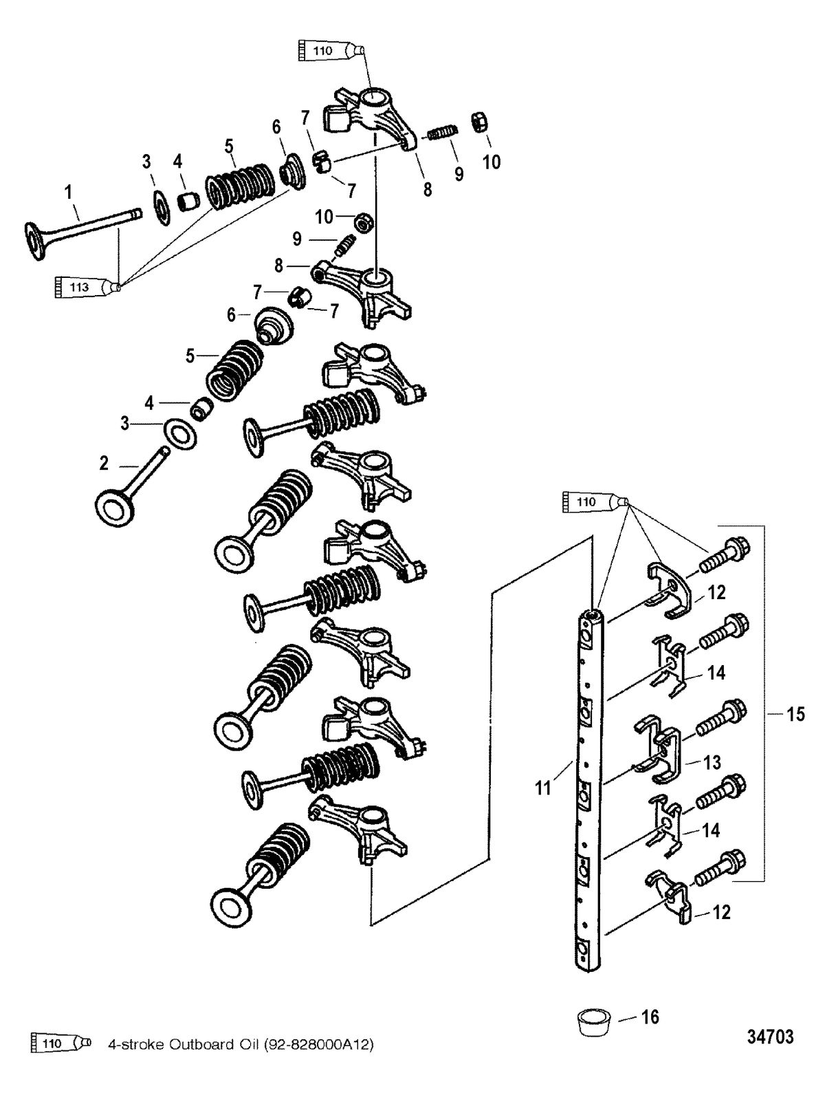 MERCURY/MARINER 40/50 /45 BODENSEE/50 BIGFOOT 4-STROKE INTAKE/EXHAUST VALVES
