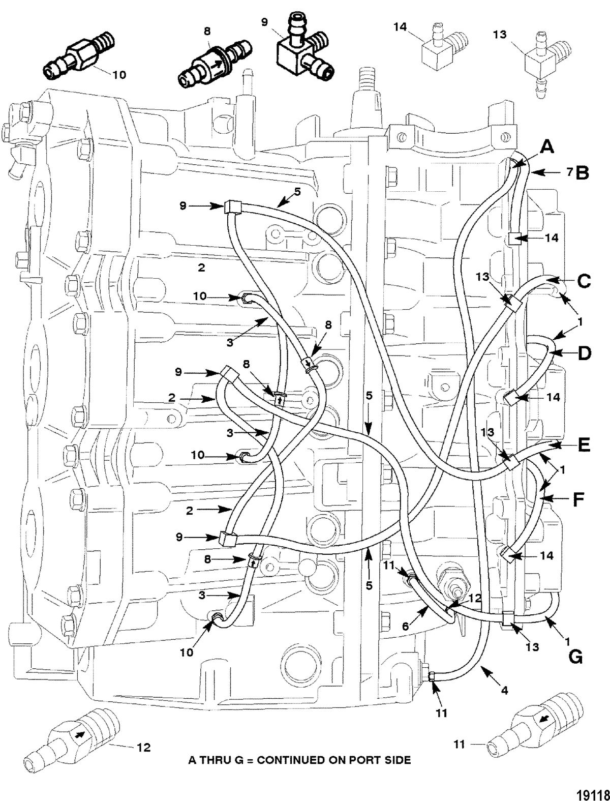 MERCURY/MARINER 225/250 3.0L EFI Bleed System (Starboard)