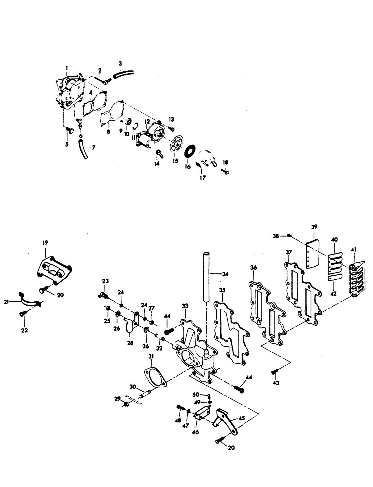 CHRYSLER 105 H.P. 120 H.P. 135 H.P. FUEL PUMP AND REED PLATE