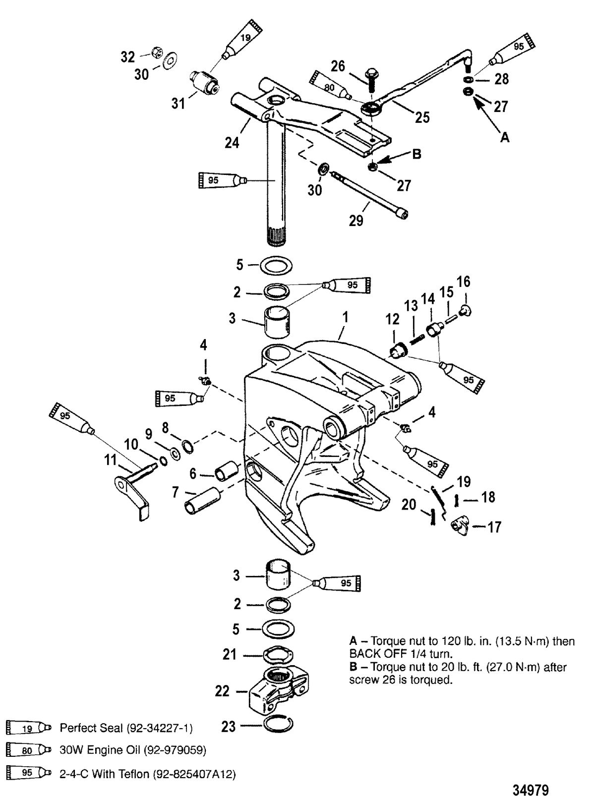 RACE OUTBOARD 225 EFI PROMAX/SUPERMAGNUM Swivel Bracket and Steering Arm, Short