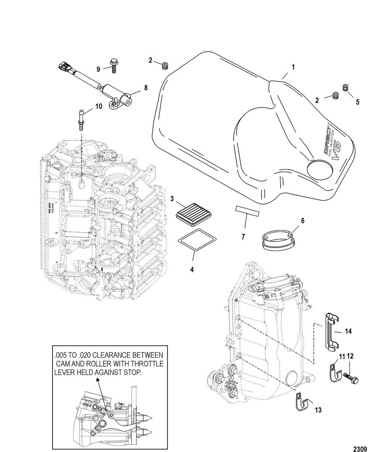 RACE OUTBOARD 200XS DFI (2.5L) Air Handler/Flywheel Cover