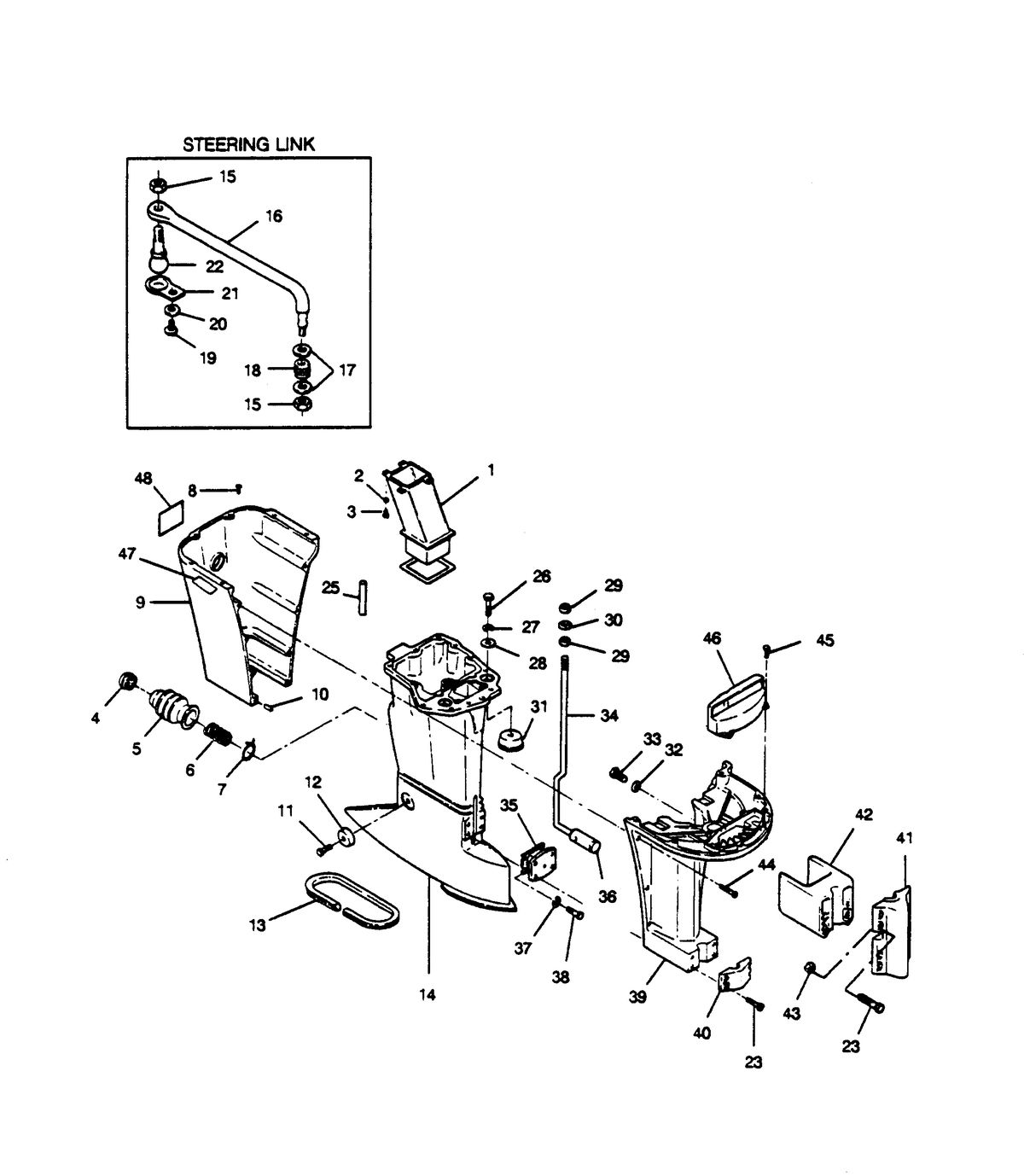 FORCE FORCE 1989 85 H.P. "F" MODELS MOTOR LEG