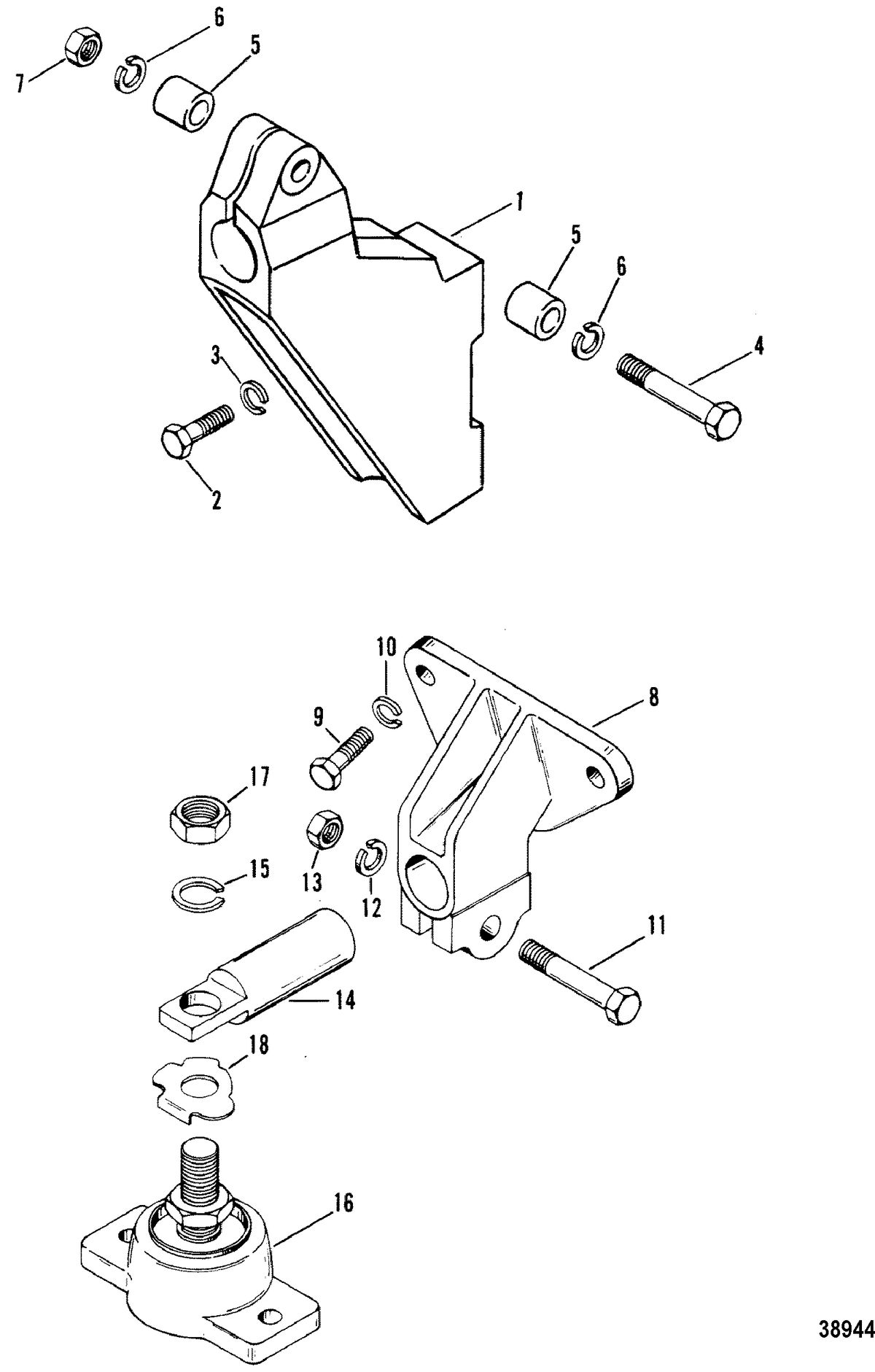 MERCRUISER 340 H.P./7.4L W/BORG WARNER TRANS (GM) TRANSMISSION AND ENGINE MOUNTING(IN-LINE)