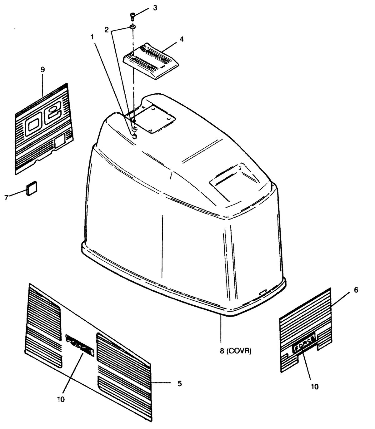 FORCE FORCE 1991 90 H.P. "A" MODELS ENGINE COVER MAXUM MODELS