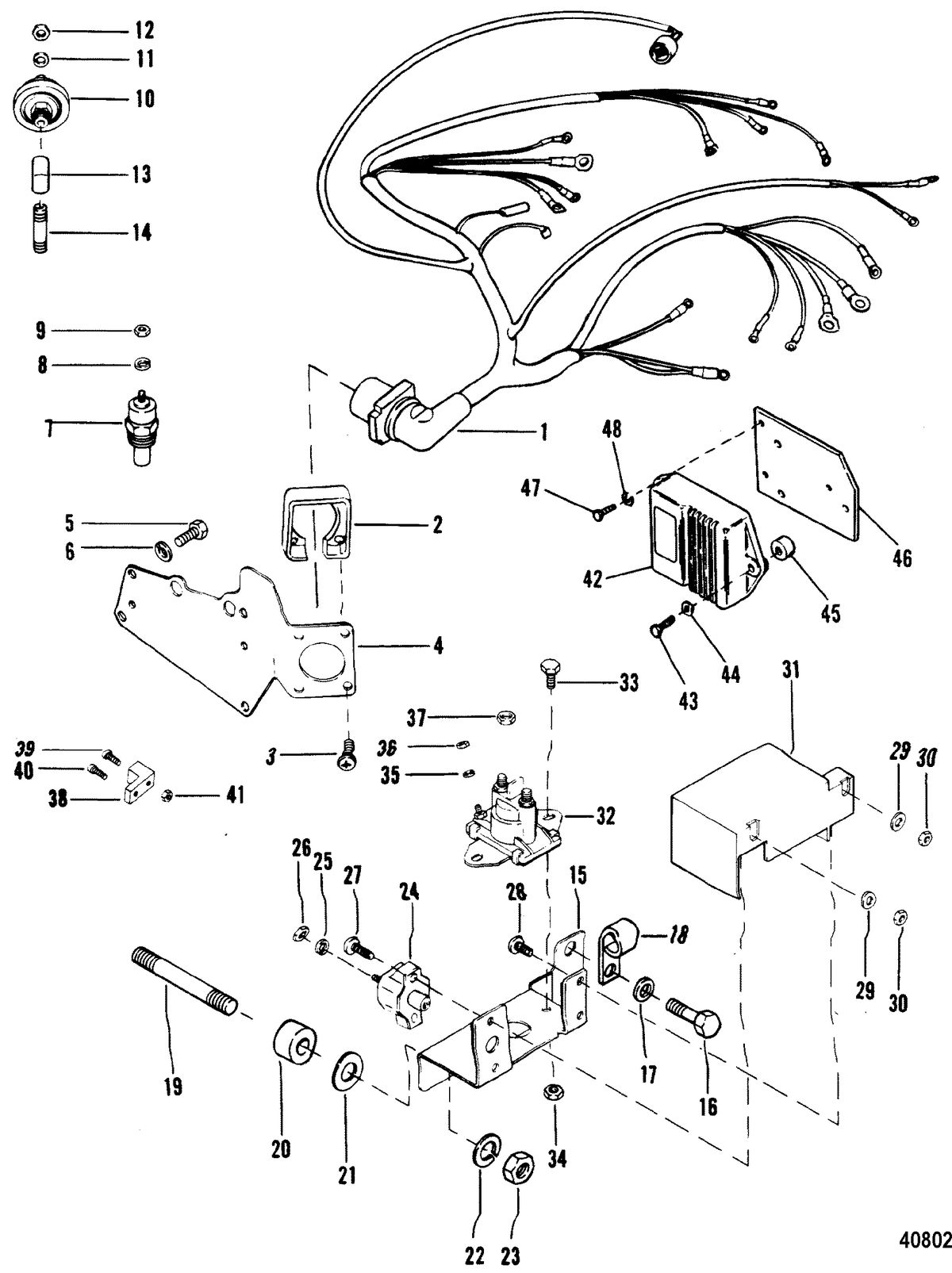 MERCRUISER 185/205 H.P. MR/ALPHA ONE ENGINE Wiring Harness & Electrical Components