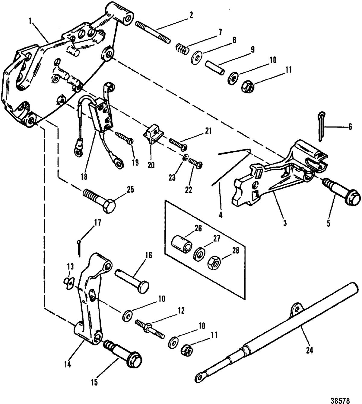 MERCRUISER 200/5.0L/LX 260/5.7L 350 MAG ALPHA/BRAVO SHIFT BRACKET(ALPHA ENGINES)