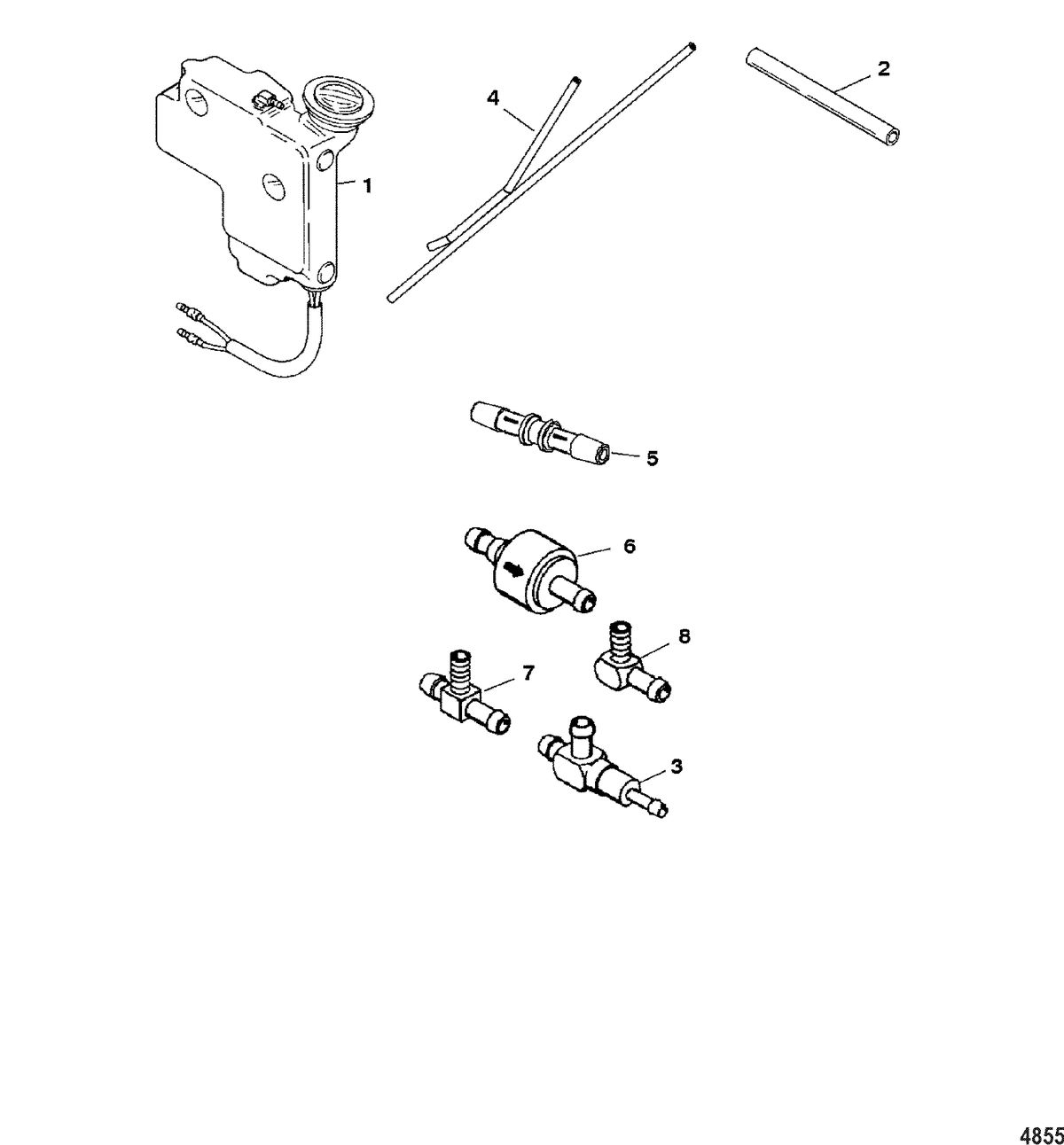 MERCURY/MARINER 55/60 JET 40/45 (3 CYLINDER) Remote Oil Tank, Aramark Engines