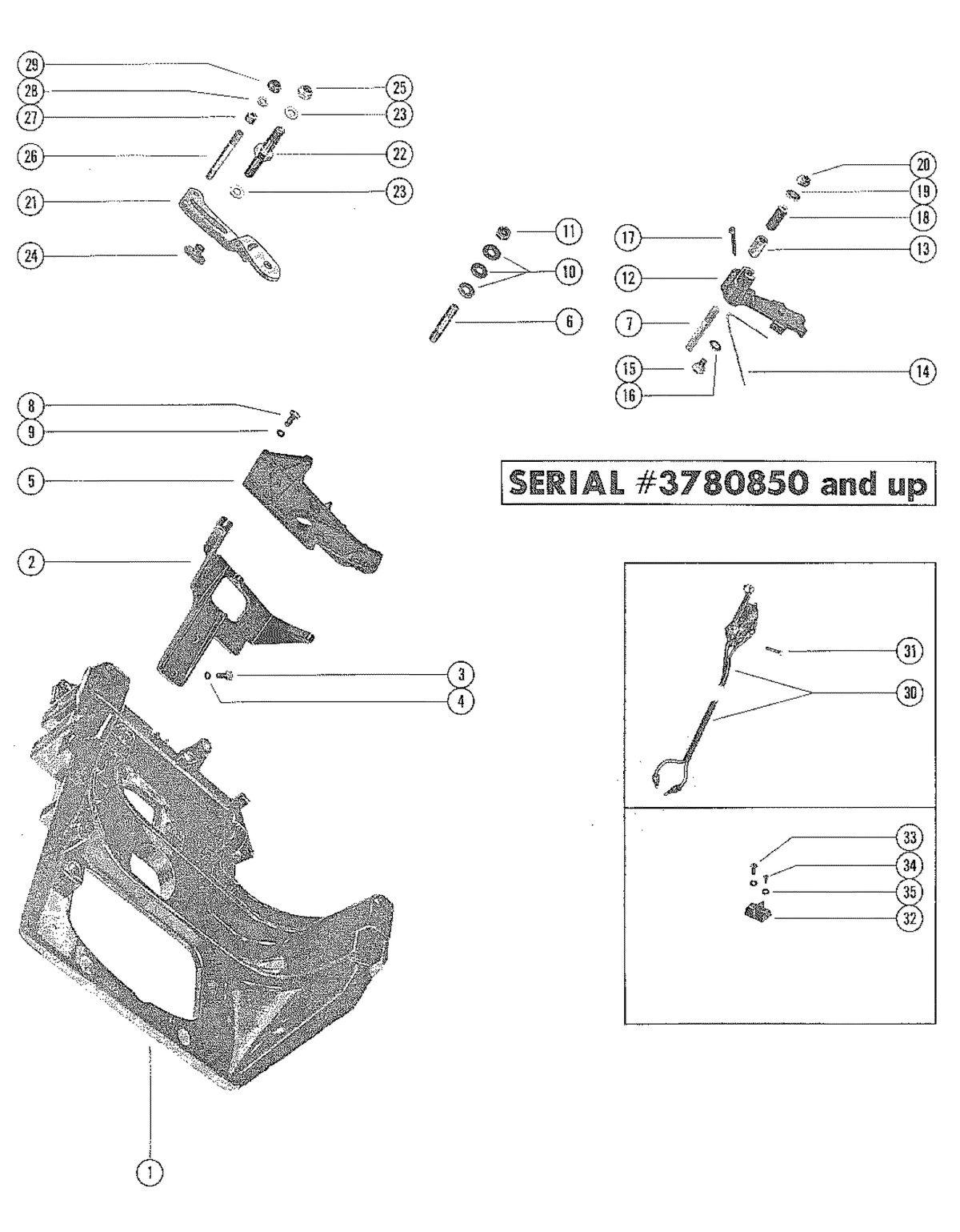 MERCRUISER 120/140/165 STERN DRIVE TRANSOM PLATE AND SHIFT LEVER