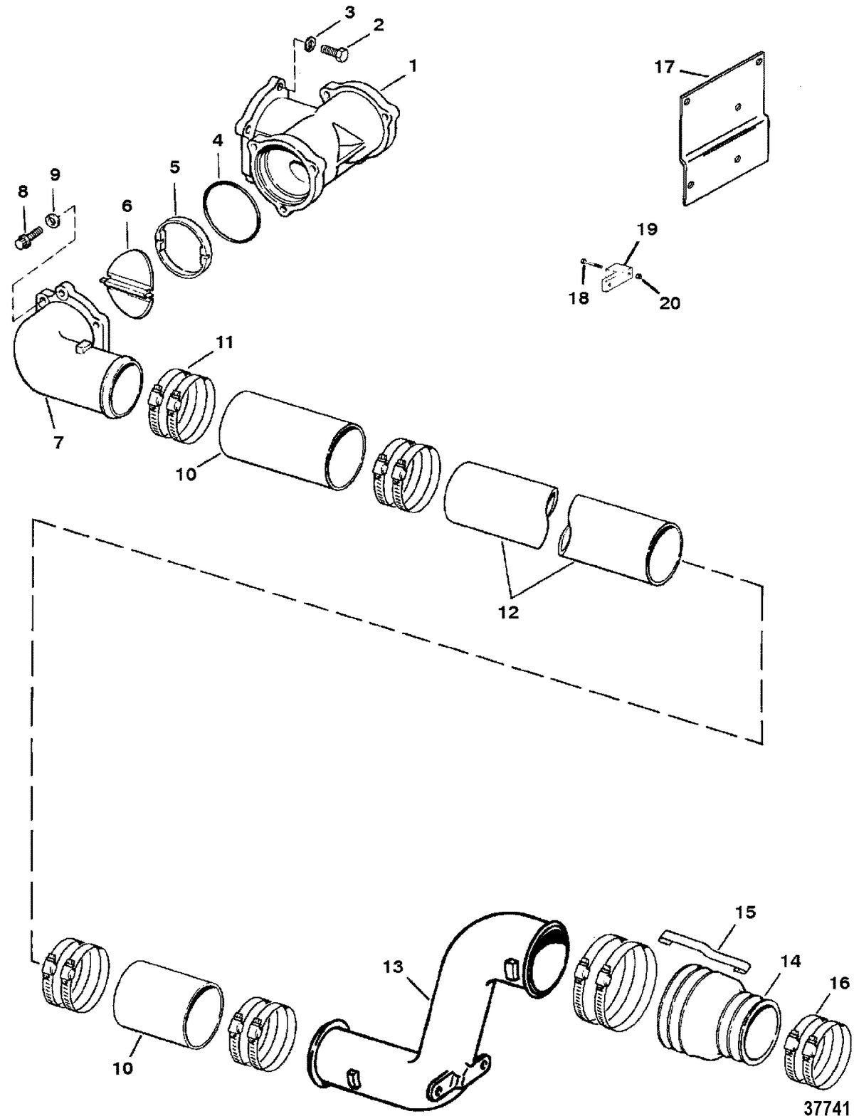 MERCRUISER 5.7L/LX 350 MAG ALPHA/BRAVO DRIVESHAFT EXTENSION COMPONENTS(JACKSHAFT MODELS)