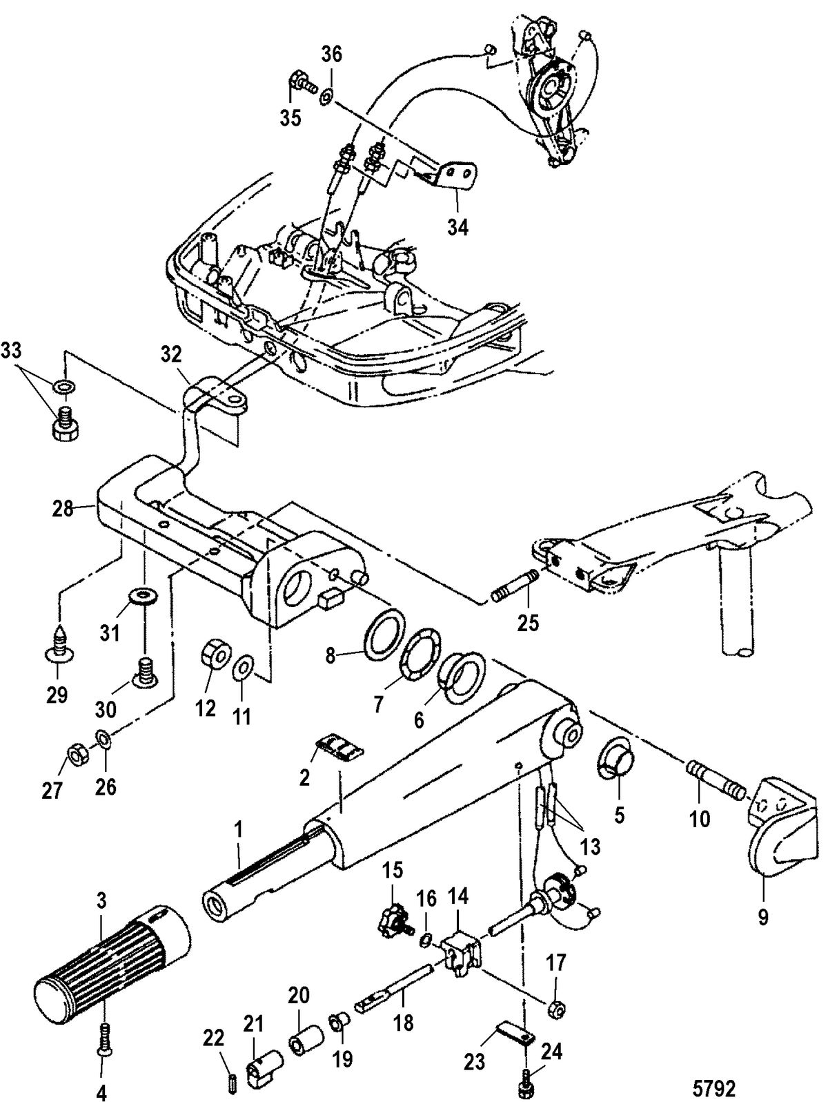 MERCURY/MARINER 40 LIGHTNING/40 LIGHTNING XR40 SEAPRO/MARATHON/50 INTERNATIONAL Steering Handle