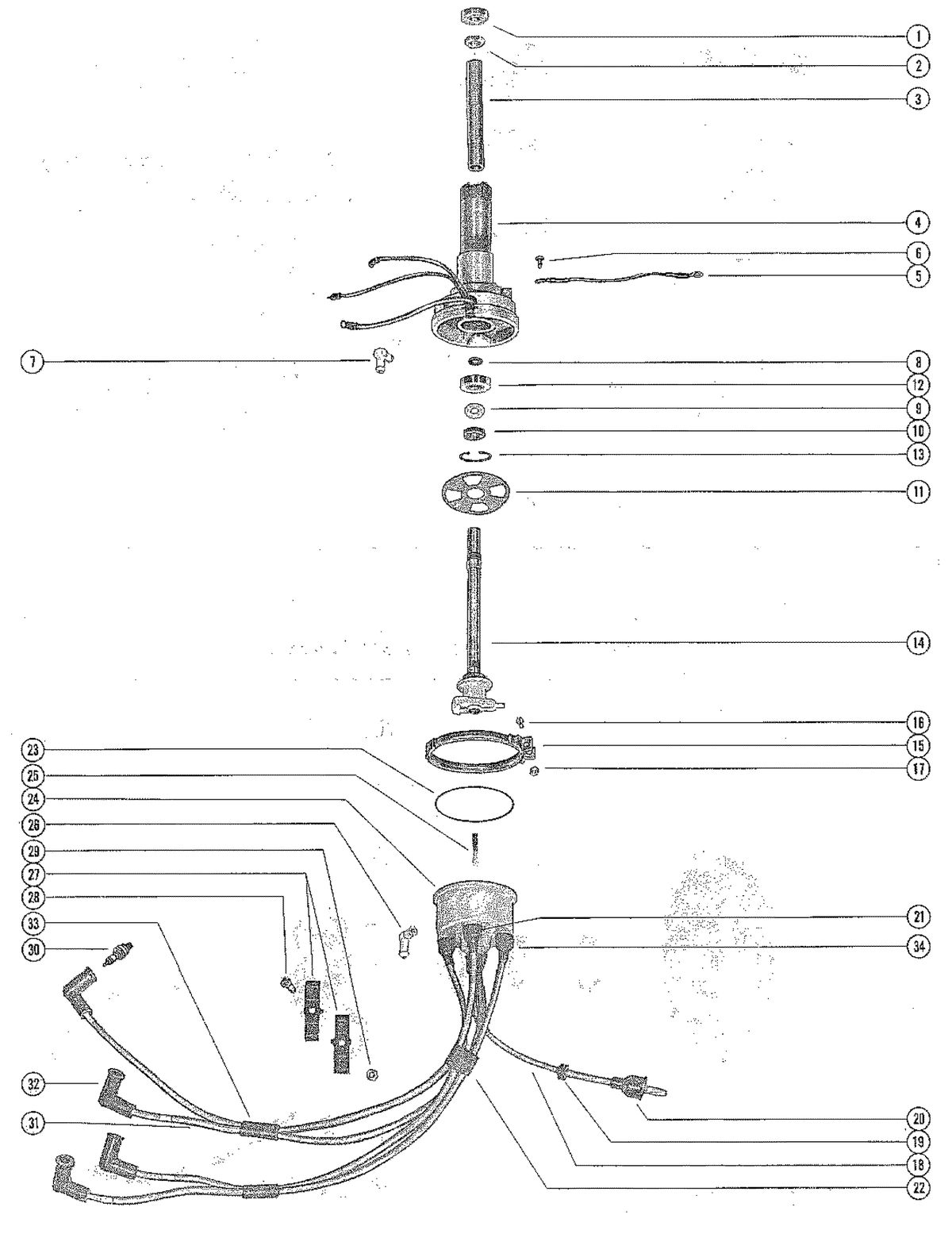 MERCURY MERC 850 (4 CYLINDER) DISTRIBUTOR HOUSING AND ROTOR