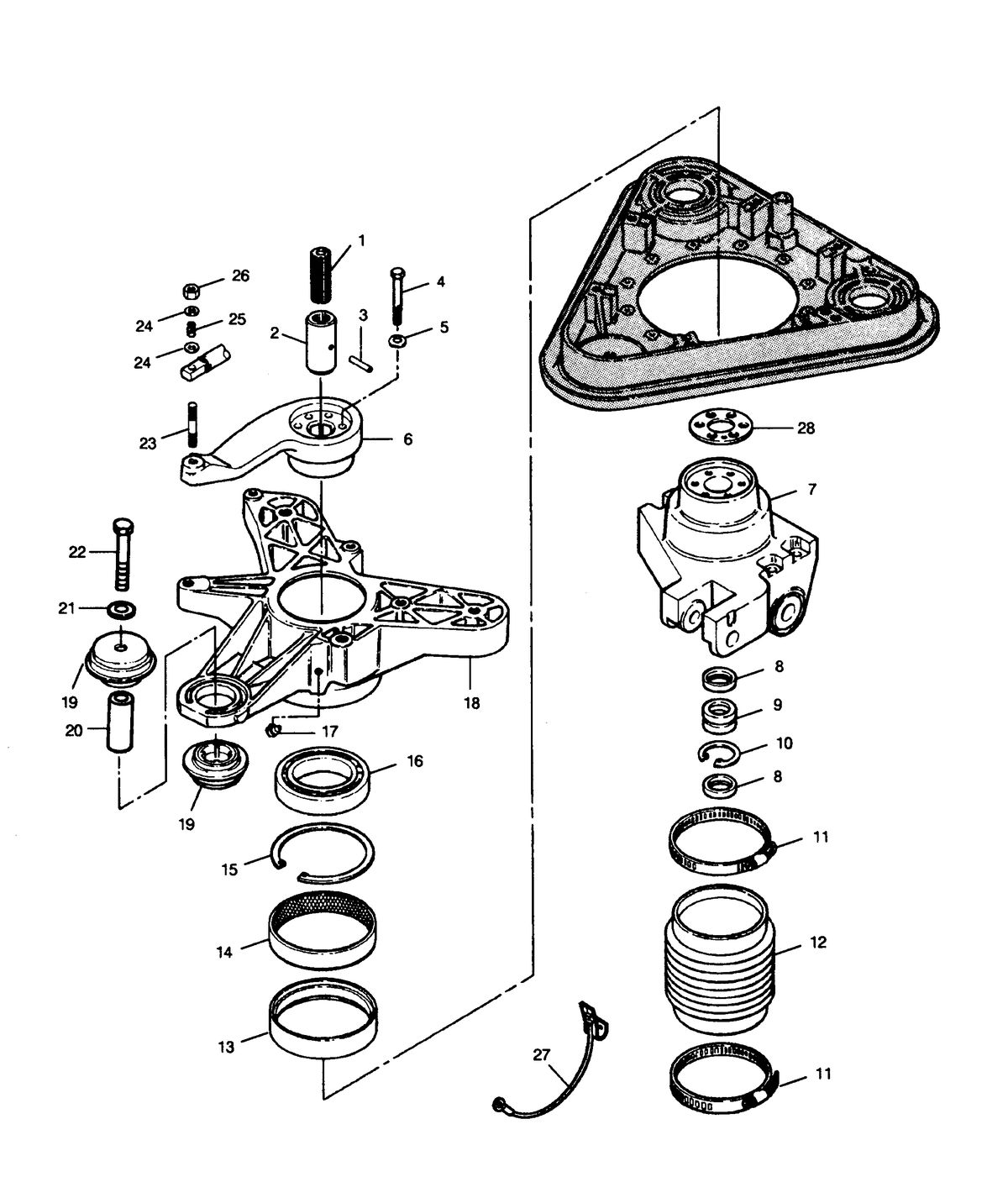 FORCE FORCE 1991 90 H.P. "B" MODELS MOUNT AND STEERING YOKE