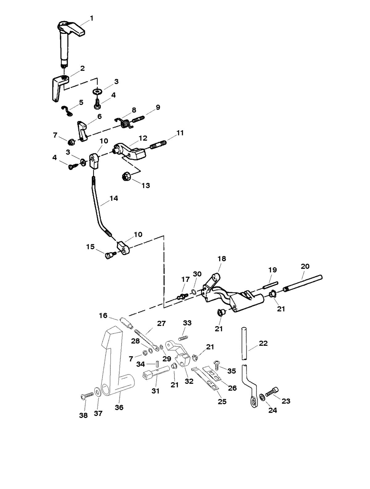 FORCE FORCE 25 H.P. (1998) SHIFT LINKAGE