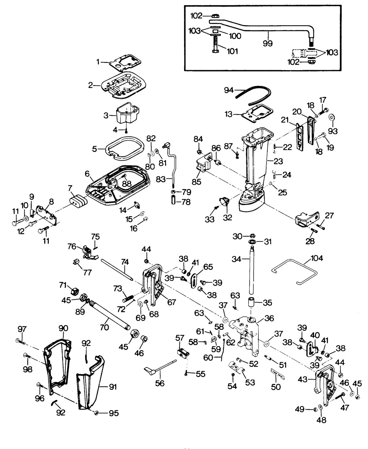 FORCE FORCE 1987 50 H.P. "B" MODELS MOTOR LEG
