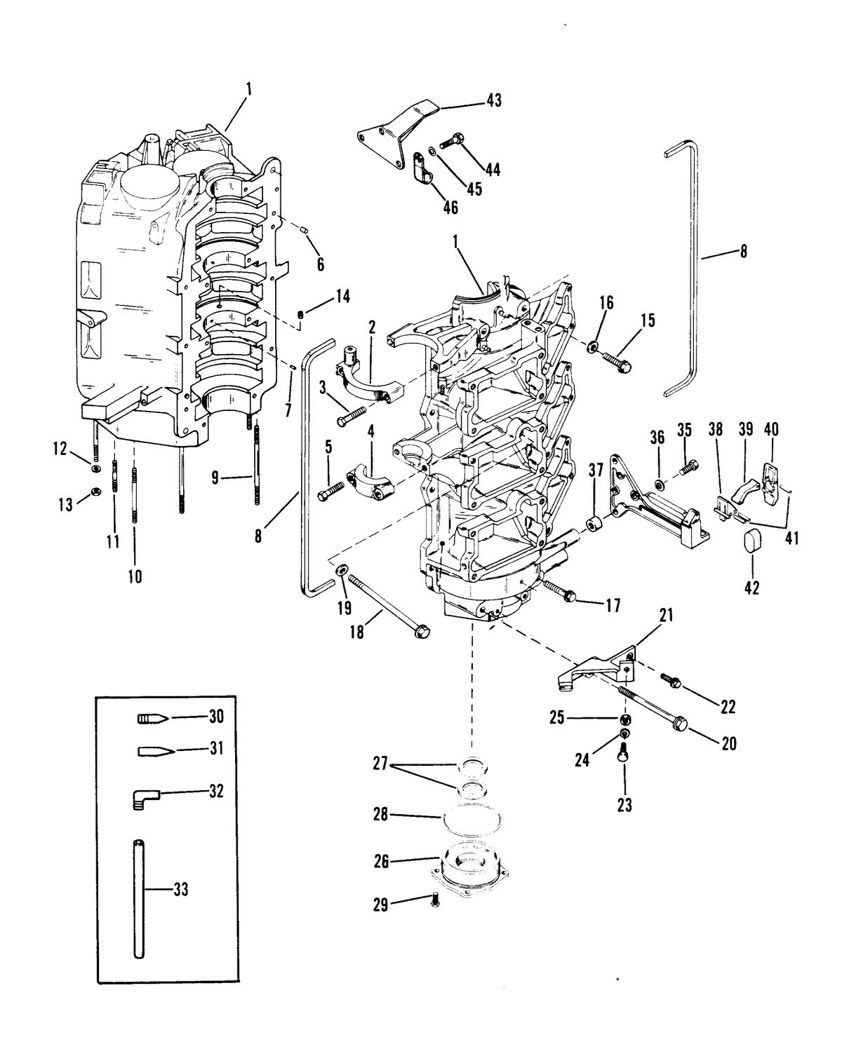 RACE OUTBOARD MERC 3.4L EFI CYLINDER BLOCK AND END CAPS