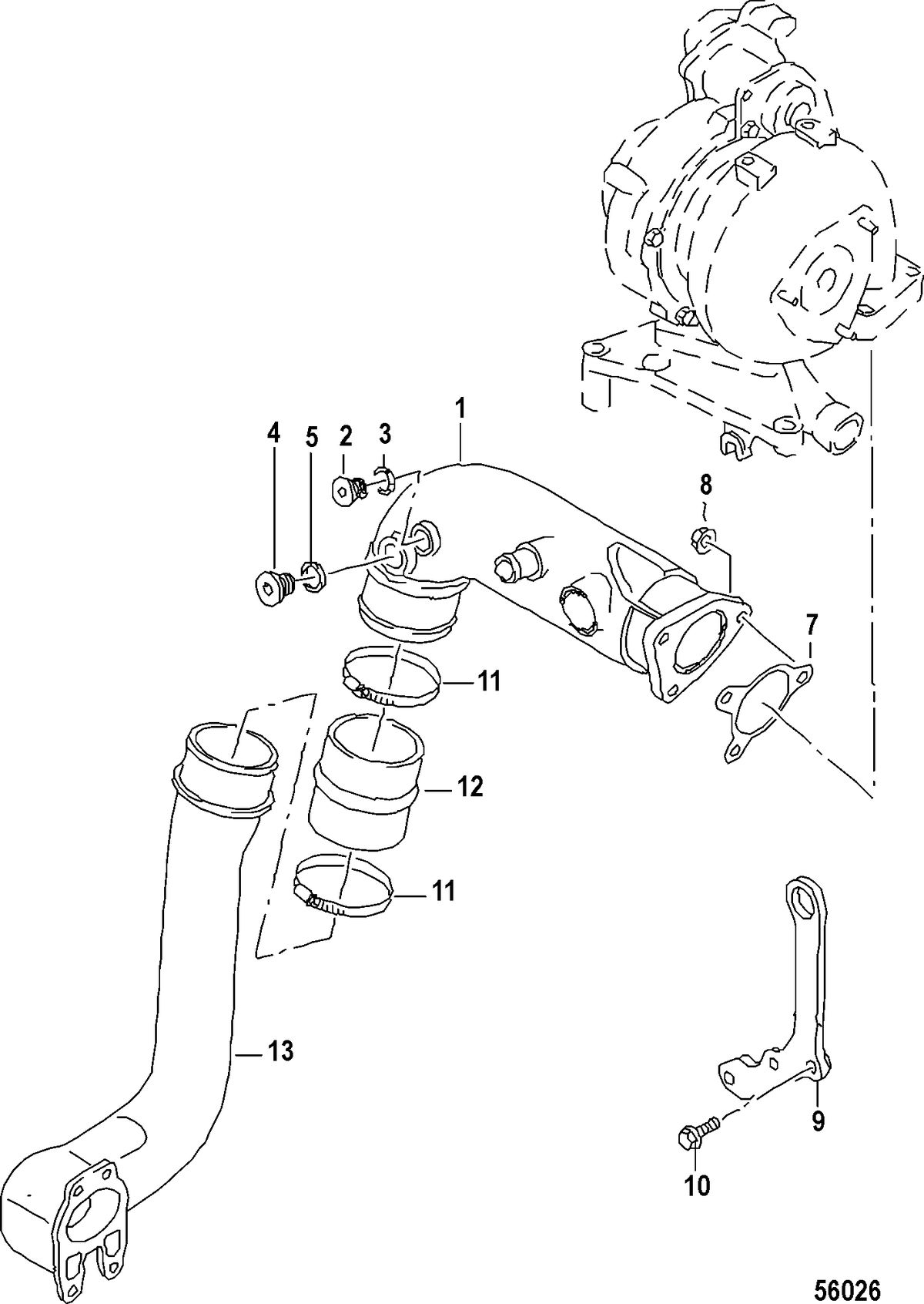 MERCRUISER 3.0L TDI EXHAUST PIPE