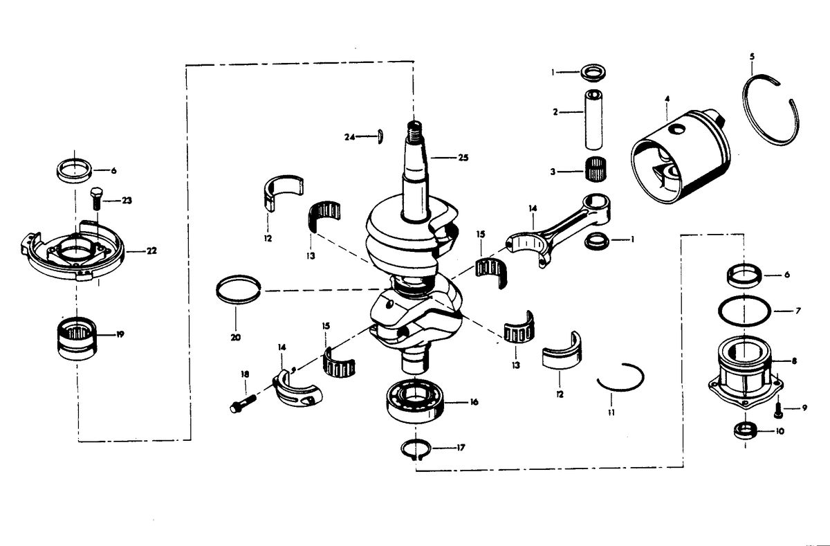 CHRYSLER 65 H.P. CRANKSHAFT AND PISTON GROUP