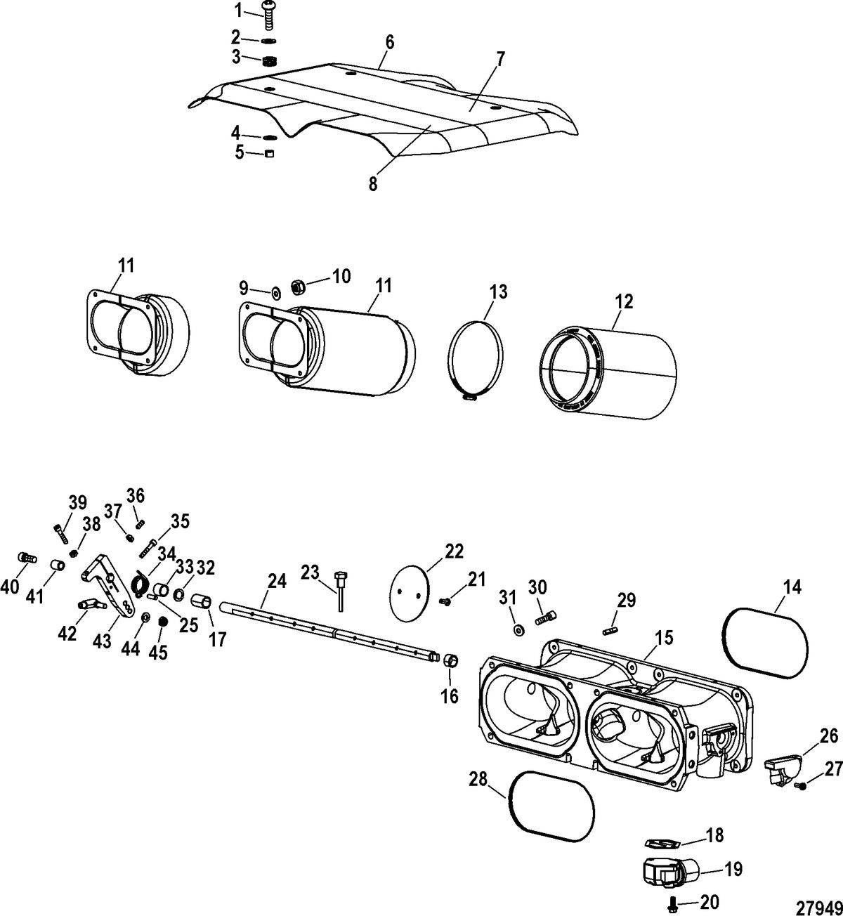 RACE STERNDRIVE 850 SCI Intake Components(Air Plenum And Flame Arrestor)