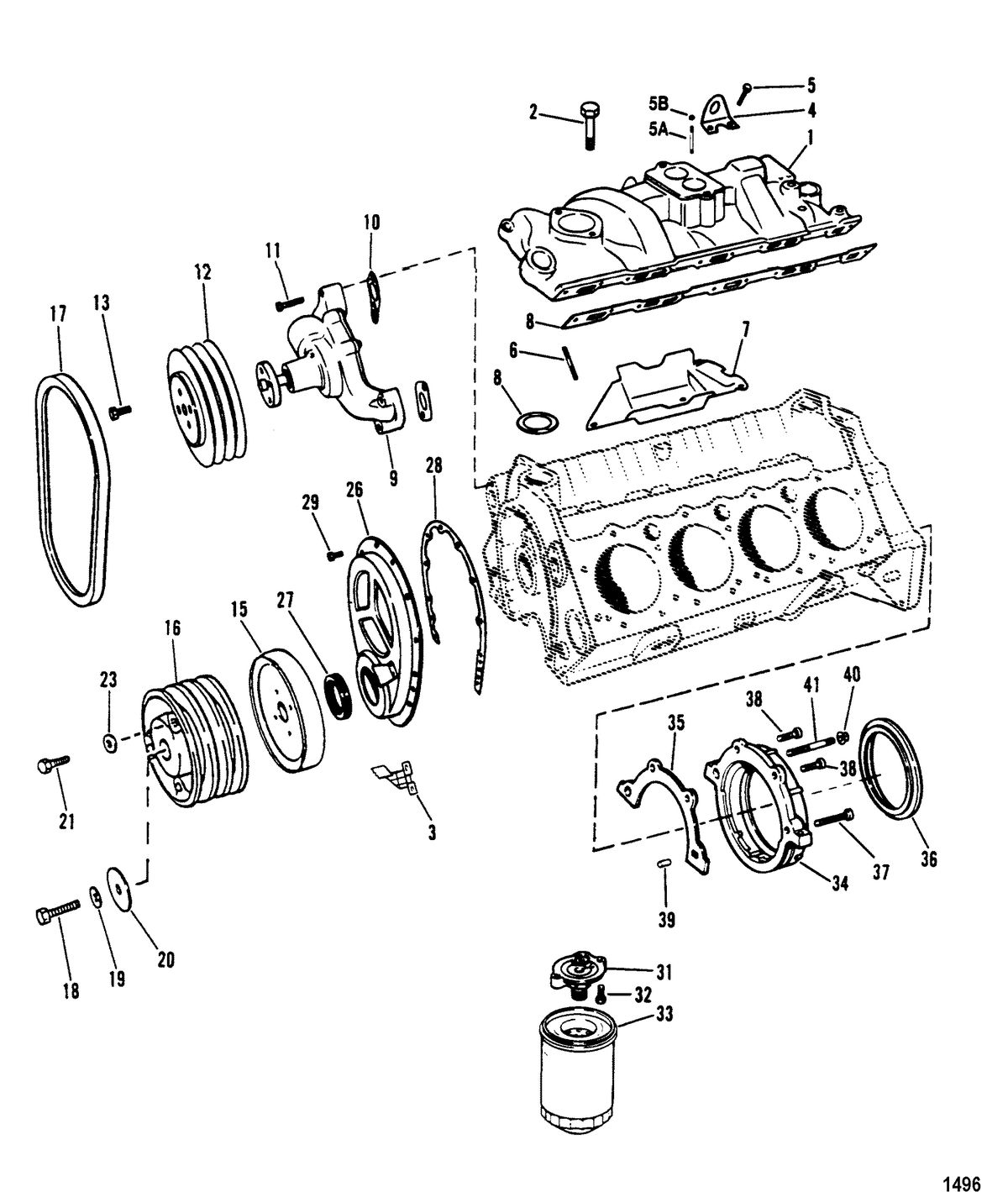 MERCRUISER 5.7L (ALPHA) (EFI-TBI)5.7L (BRAVO) (EFI-TBI) ENGINE INTAKE MANIFOLD AND FRONT COVER