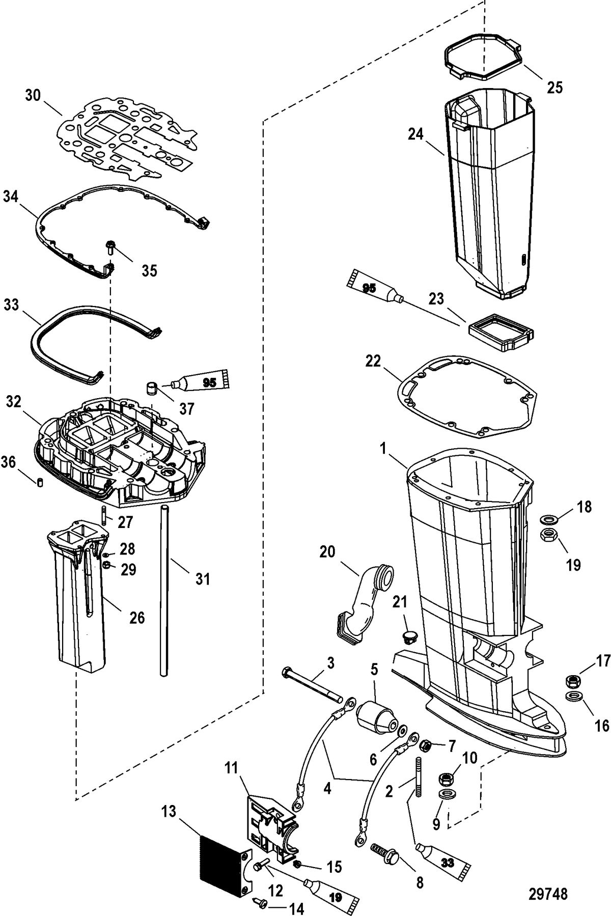 MERCURY/MARINER 175 PROXS (2.5L) Driveshaft Housing and Exhaust Tube