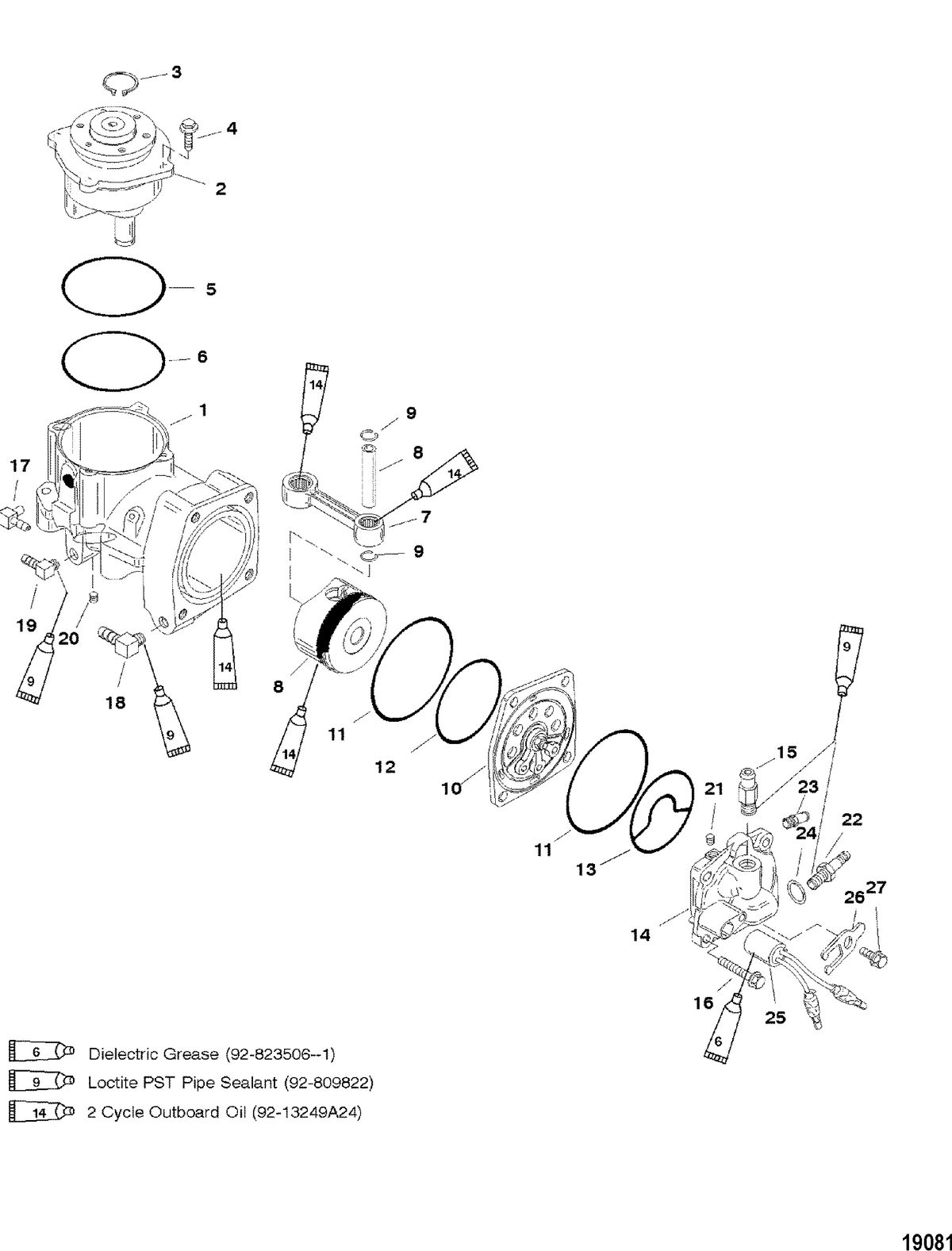 MERCURY/MARINER 200/225 (3.0L DFI) Air Compressor Components
