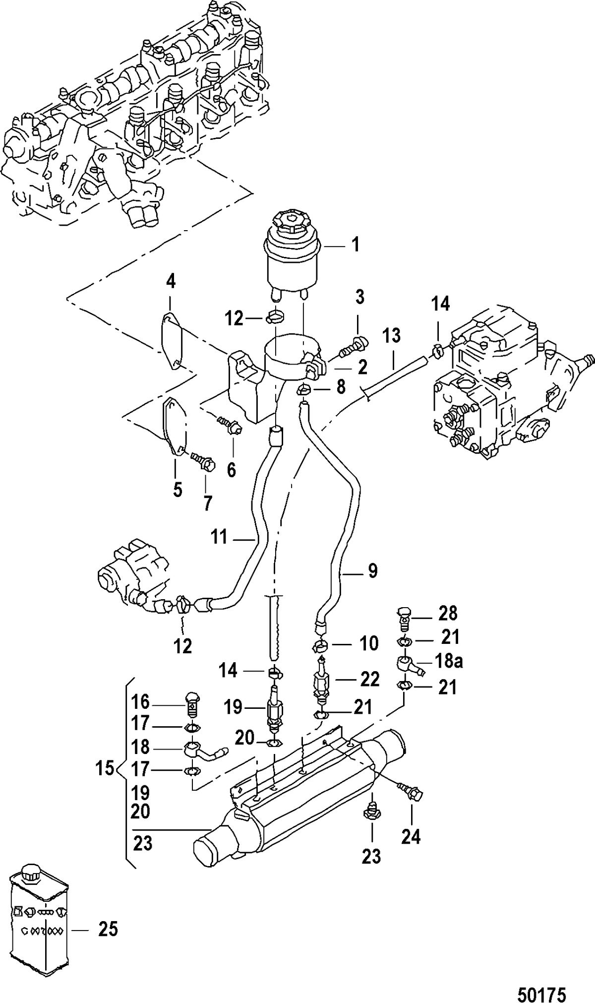 MERCRUISER VW 2.5L OIL CONTAINER COMPONENTS, TDI Models