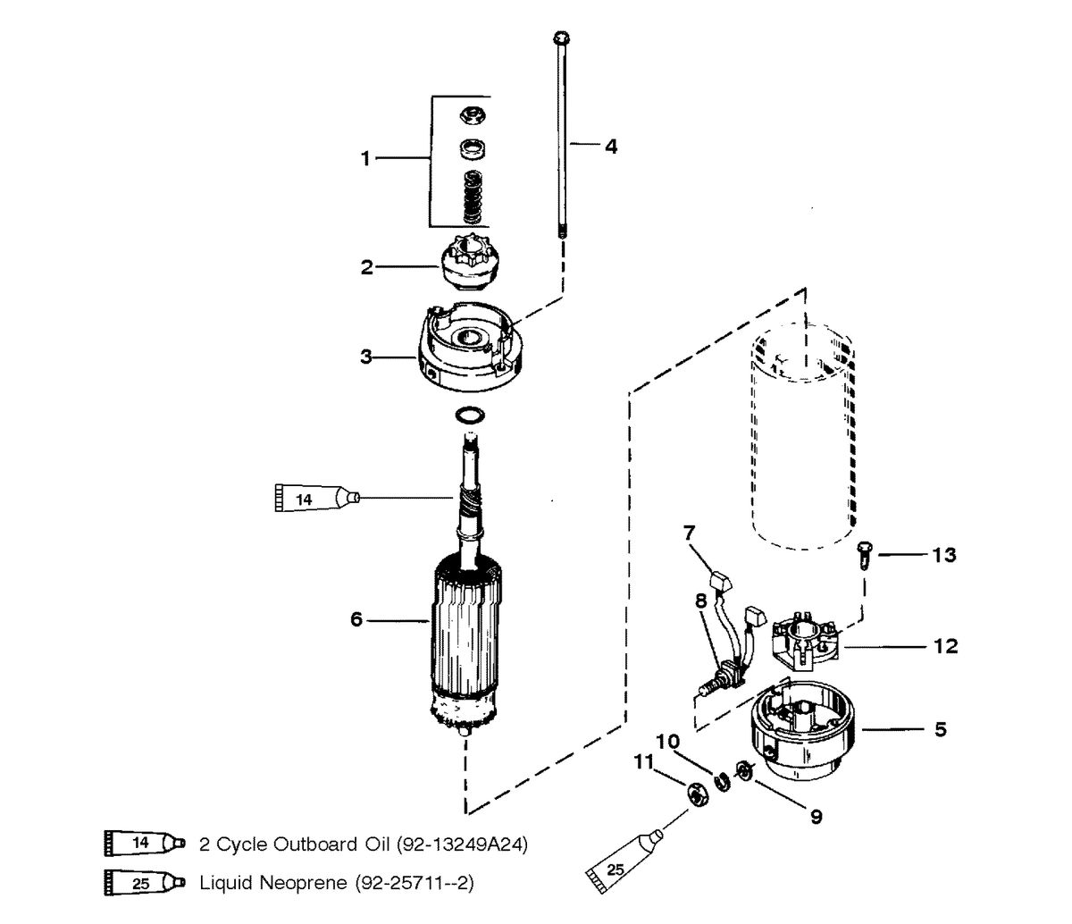 MERCURY/MARINER 50/55/60 JET 45 STARTER MOTOR ASSEMBLY