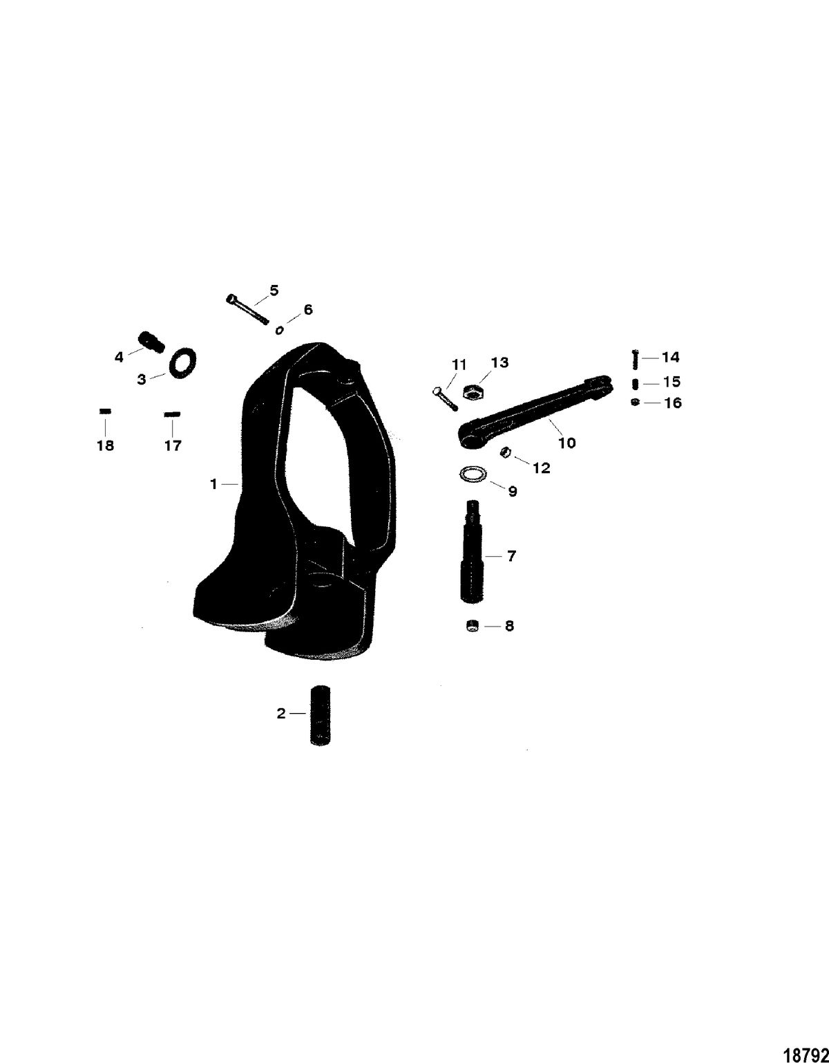 MERCRUISER ALPHA-ONE SS, II SSM, III, III SSM, IIIA SSM, IV SSM, V SSM GIMBAL RING AND STEERING LEVER(III-IV-V) (1ST DESIGN)