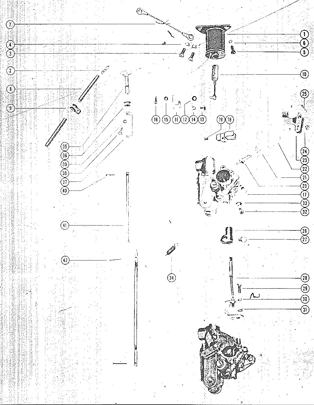 MARK MARK 58, MARK 55A, MARK 58A CARBURETOR LINKAGE AND CHOKE SOLENOID(MARK 55AM, MARK 55AE)