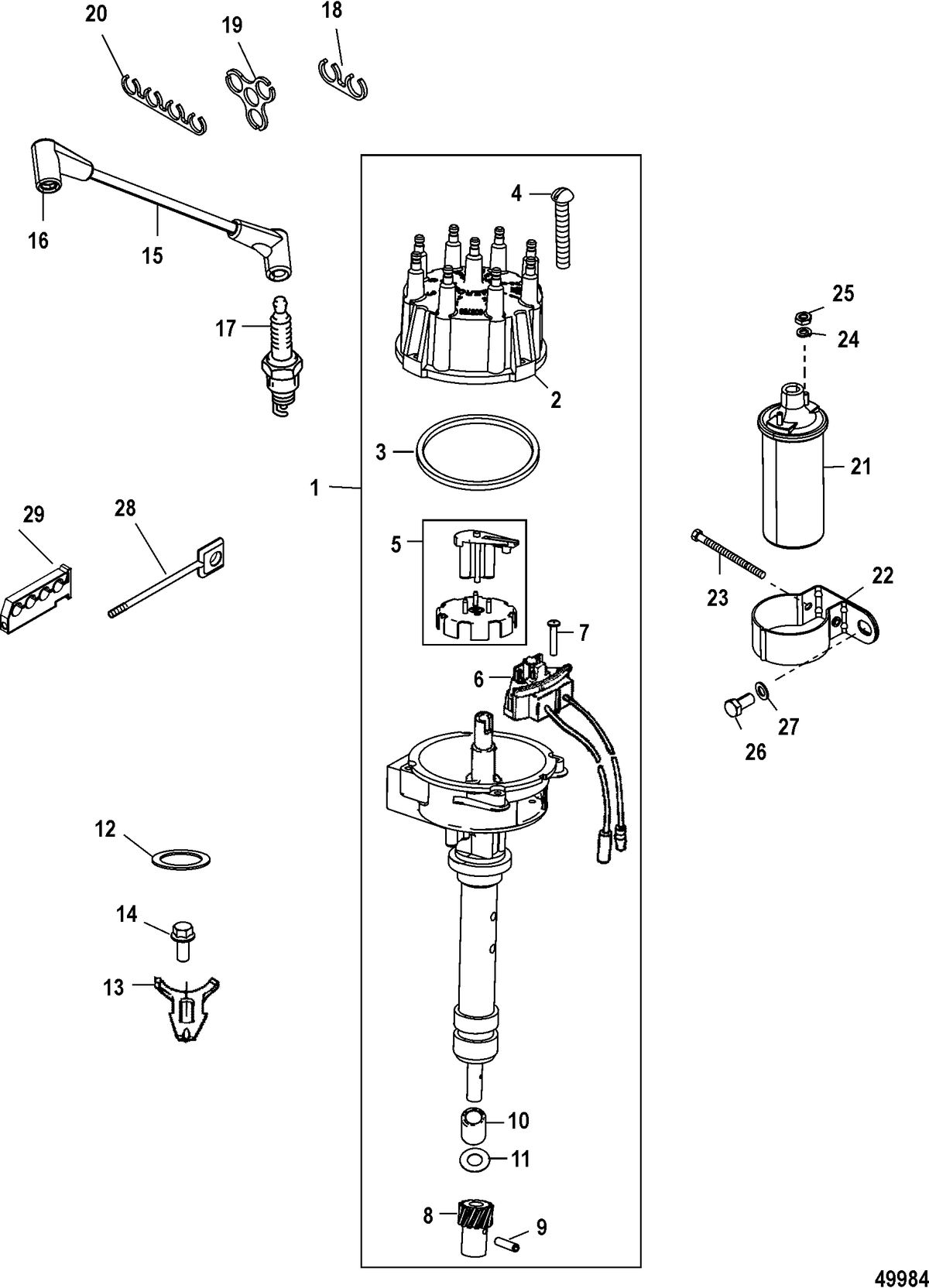 MERCRUISER 383 MAG 4V MIE REMAN Distributor and Ignition Components