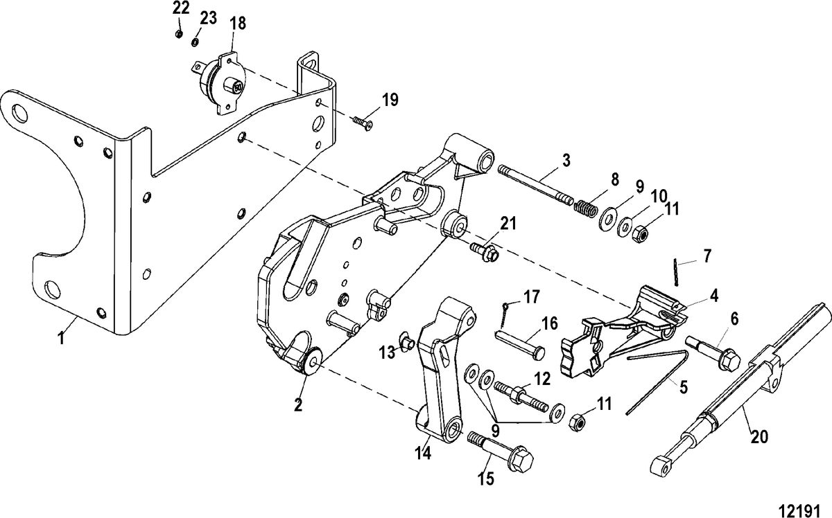 MERCRUISER D1.7L DTI STERNDRIVE (ALPHA) SHIFT BRACKET