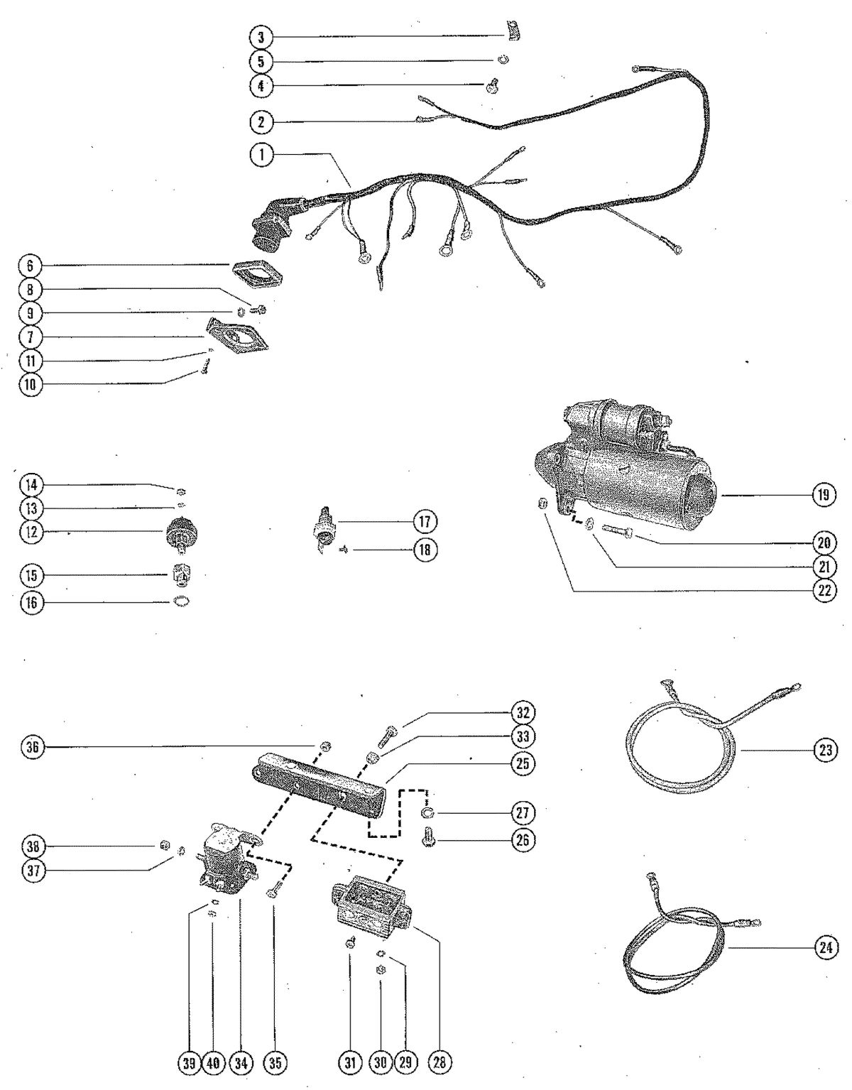 MERCRUISER 60 RENAULTMERCRUISER "0" DRIVE UNIT WIRING HARNESS,STARTER MOTOR, STARTER SOLENOID AND RECTIFIER