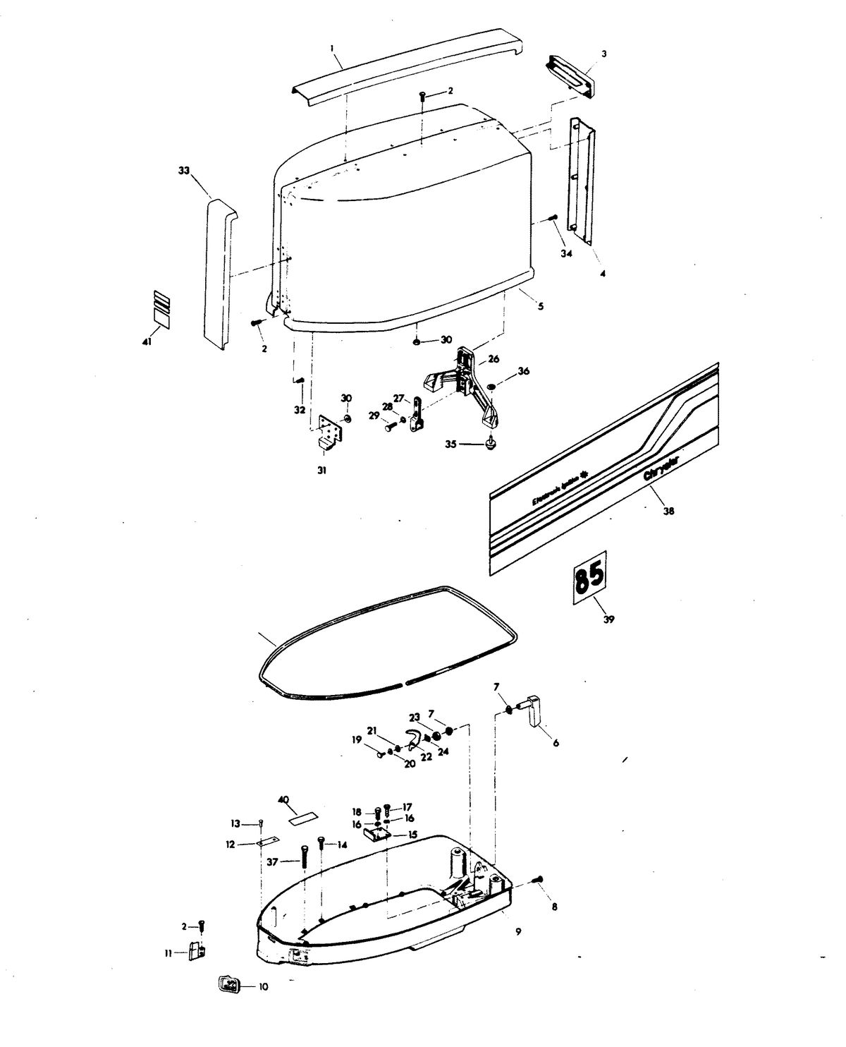 CHRYSLER 85 H.P. ENGINE COVER AND SUPPORT PLATE