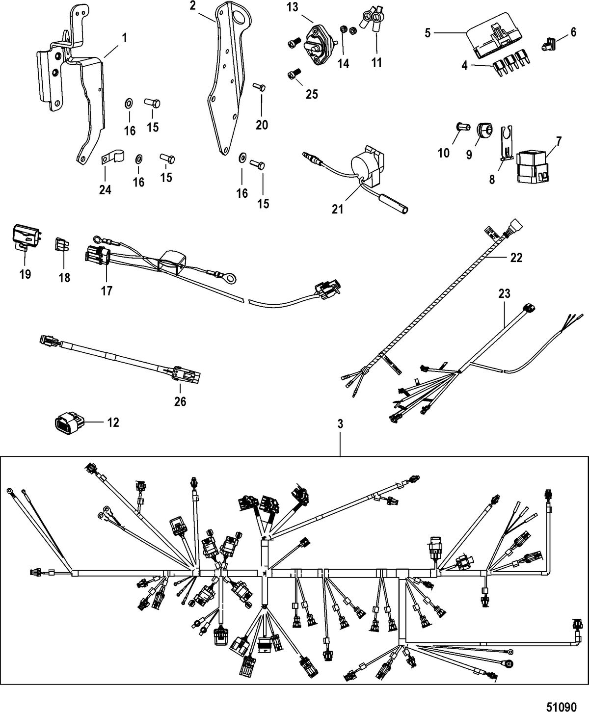 MERCRUISER 8.2 MAG HO EC Wiring Harness and Lifting Brackets