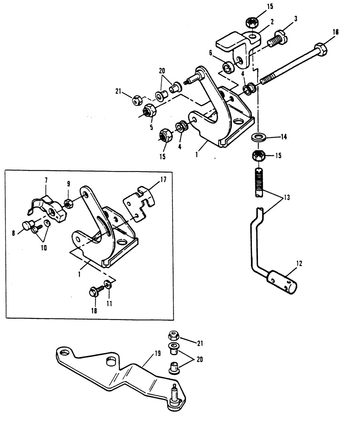 FORCE 120 H.P. GEAR SHIFT LINKAGE (90A,92C)