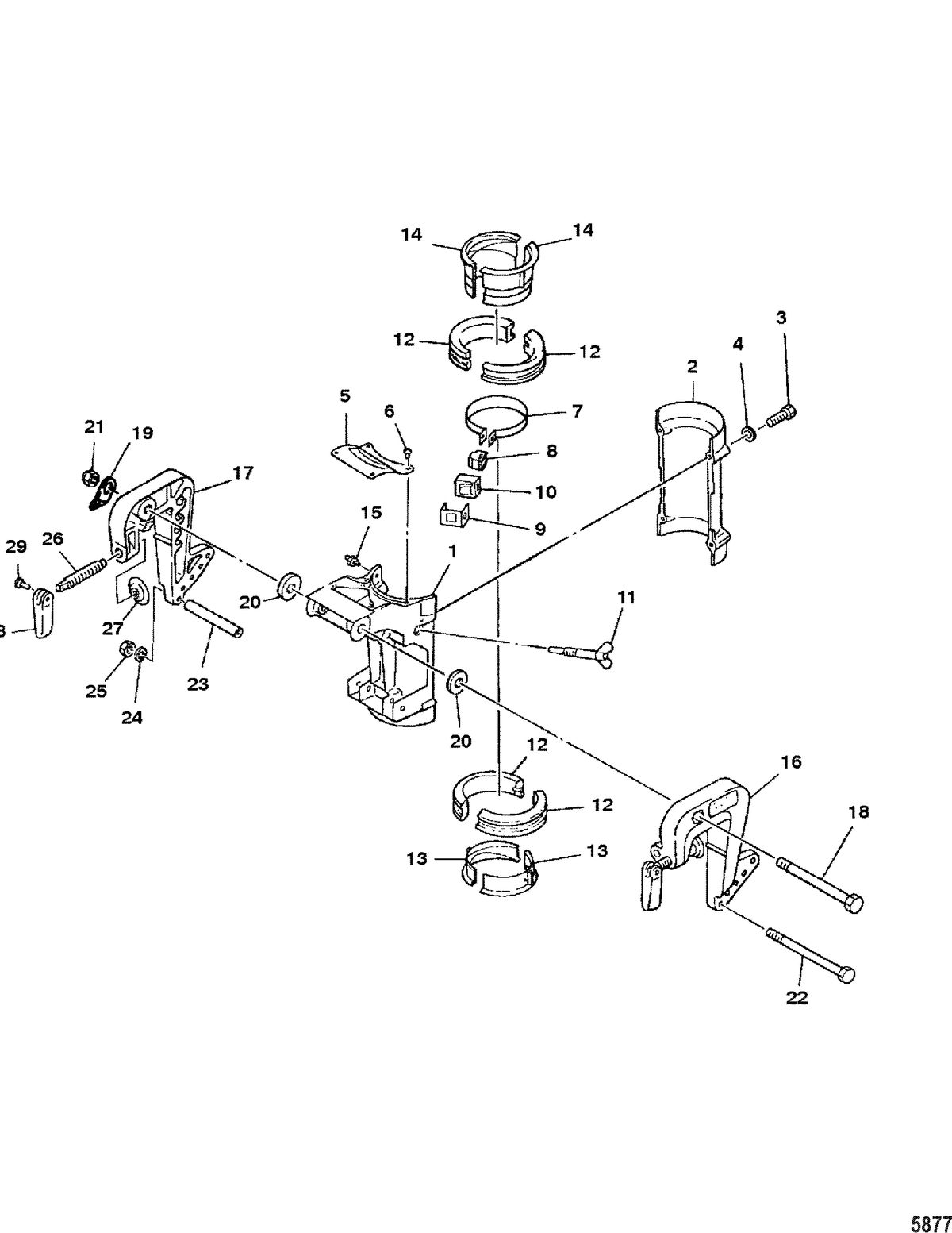 MARINER 8HP KEROSENE CLAMP AND SWIVEL BRACKET