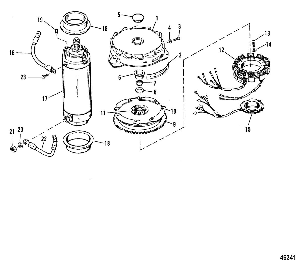MERCURY 200 XRI (EFI) (V-6) FLYWHEEL/STARTER MOTOR