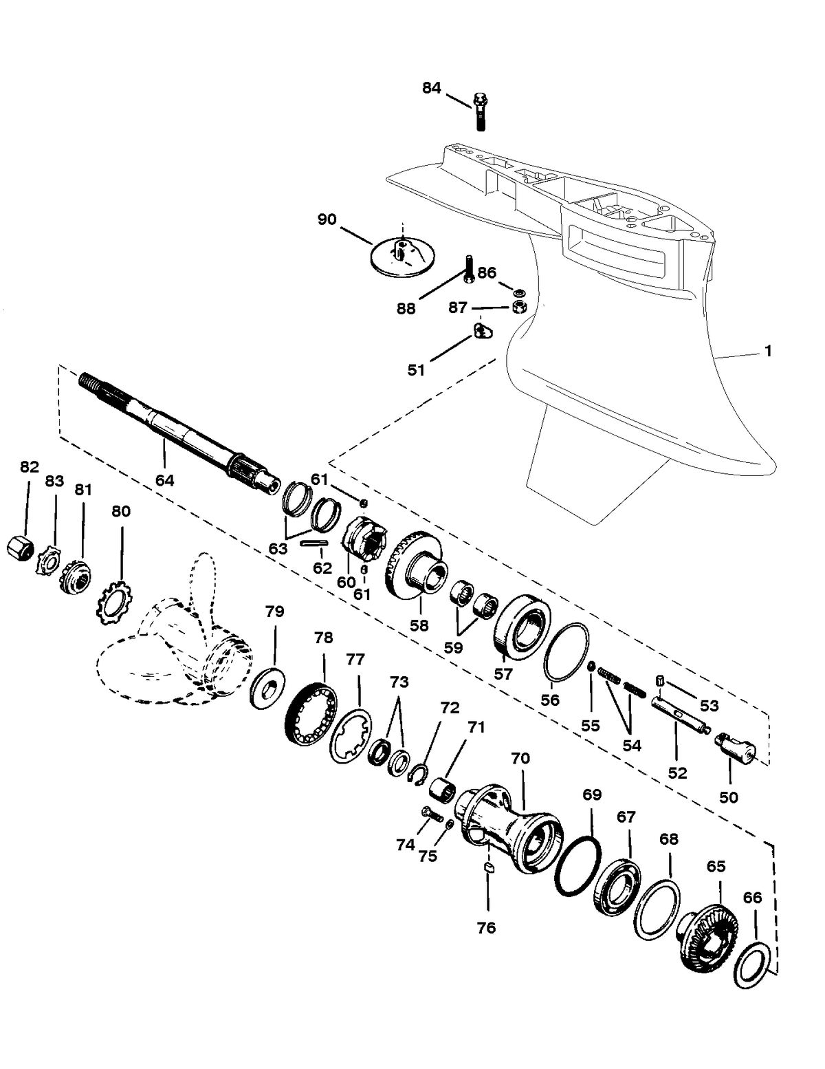 RACE OUTBOARD 2.5L (EFI) 2.5L (EFI-OFFSHORE) GEAR HOUSING (PROP SHAFT)(STANDARD ROTATION) (SPORTMASTER)